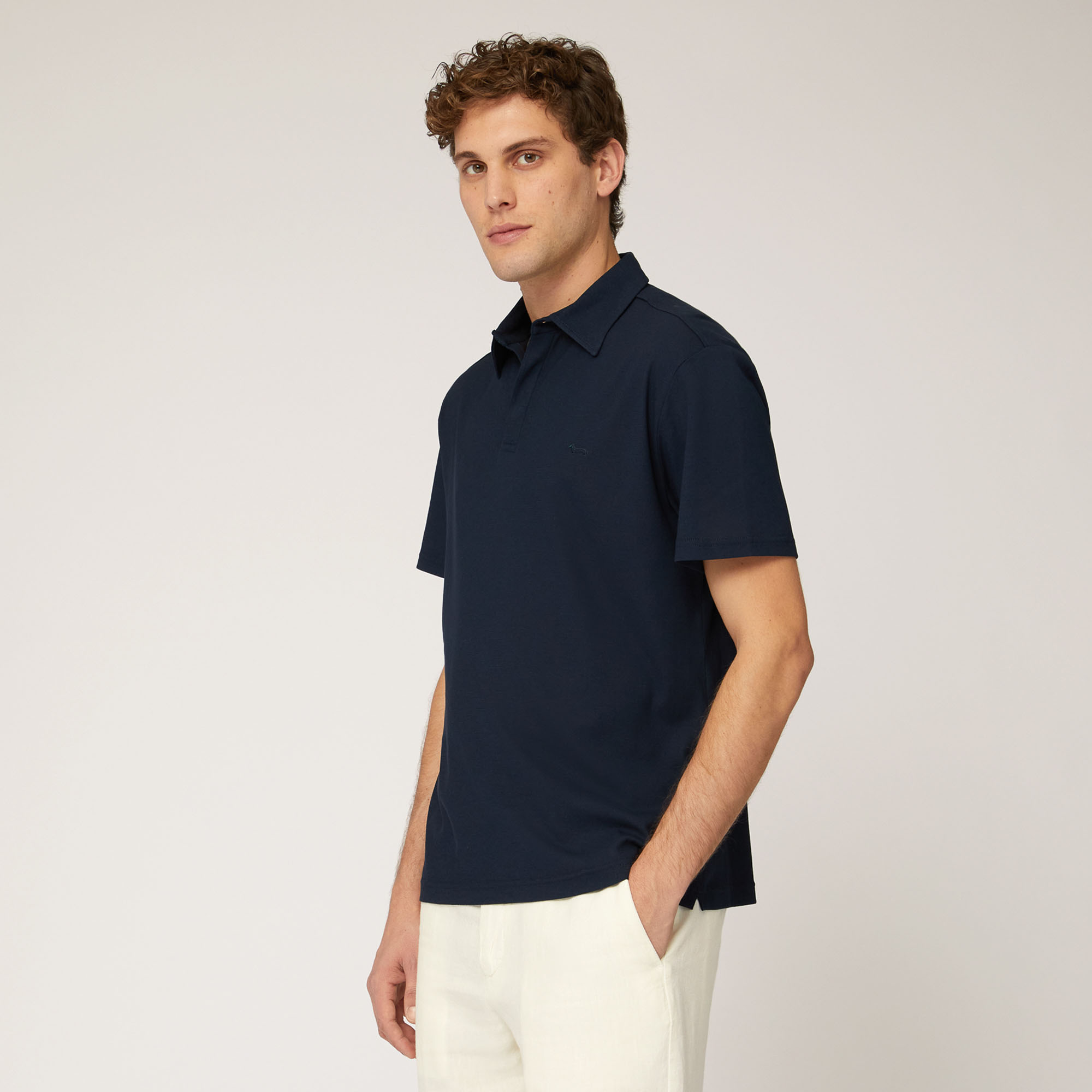 Polo In Jersey Di Cotone, Blu Navy, large image number 0