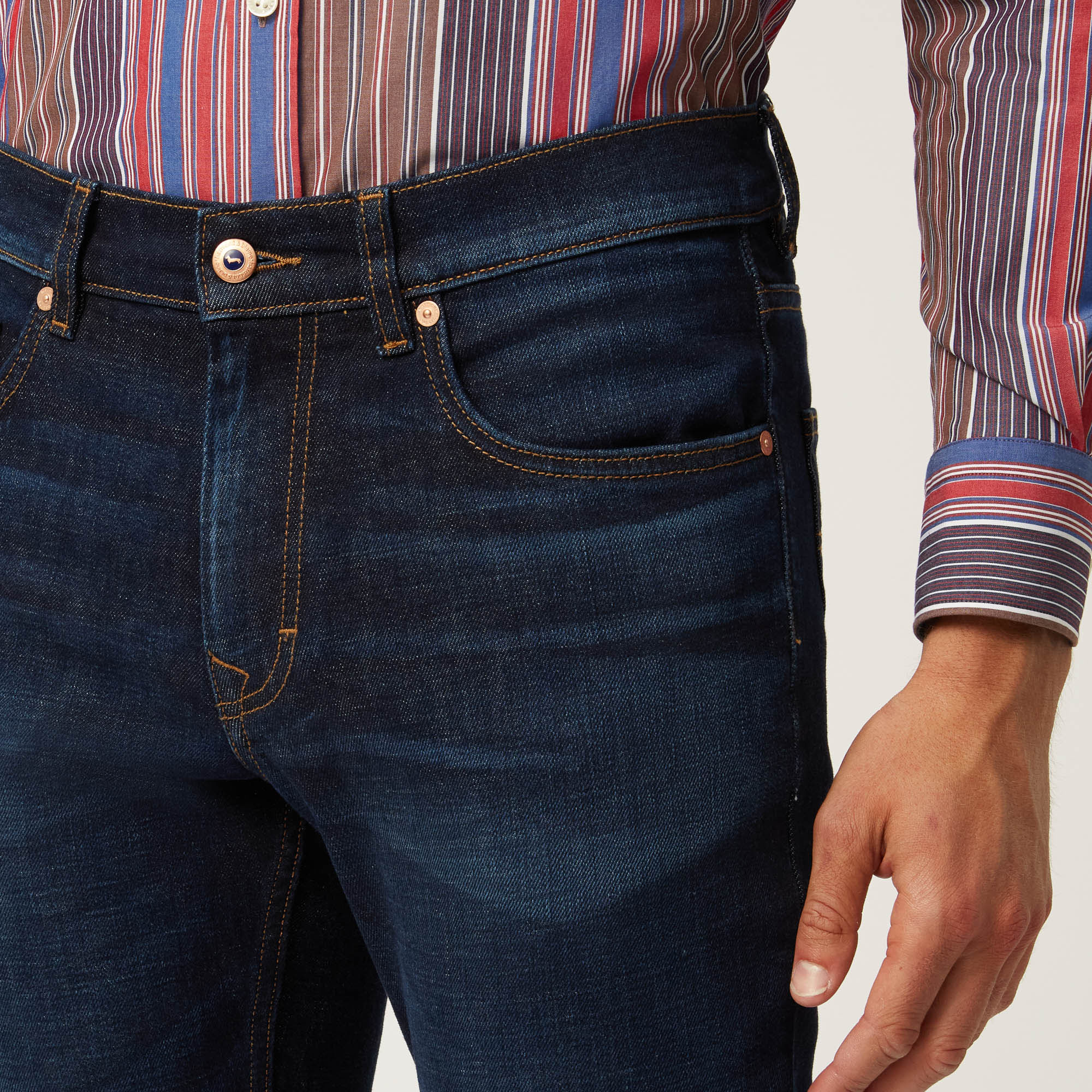 Pantalone Cinque Tasche In Denim, Blu Denim, large image number 2