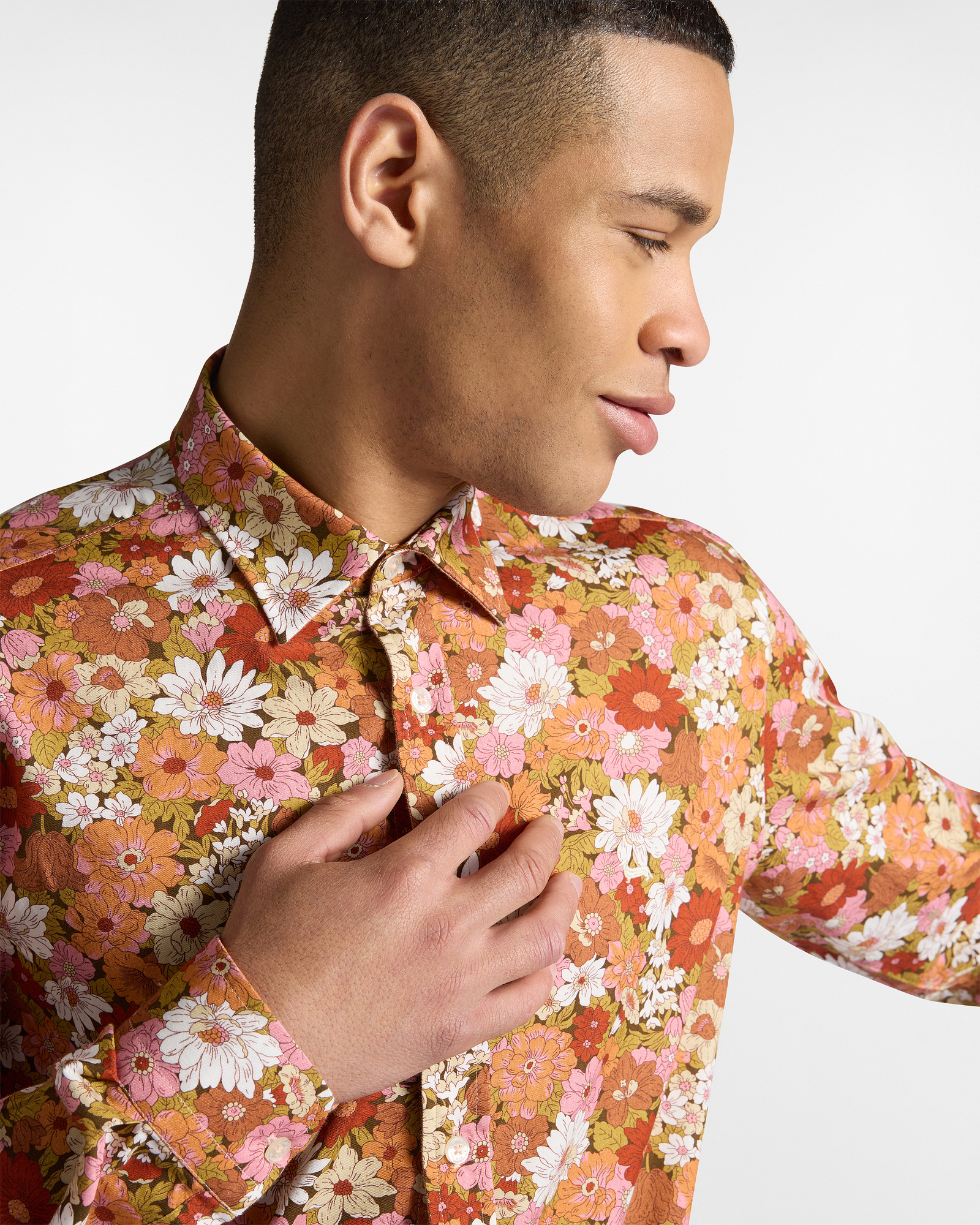 All-Over Floral Shirt, Orange, large image number 2