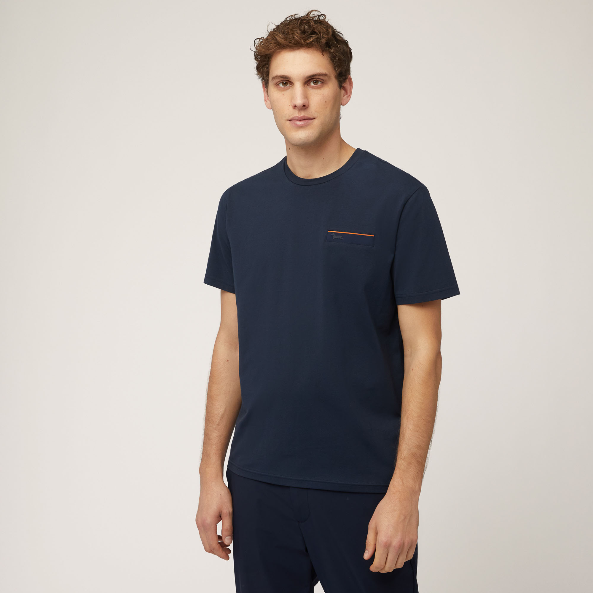 T-Shirt with Welt Pocket, Blue, large image number 0