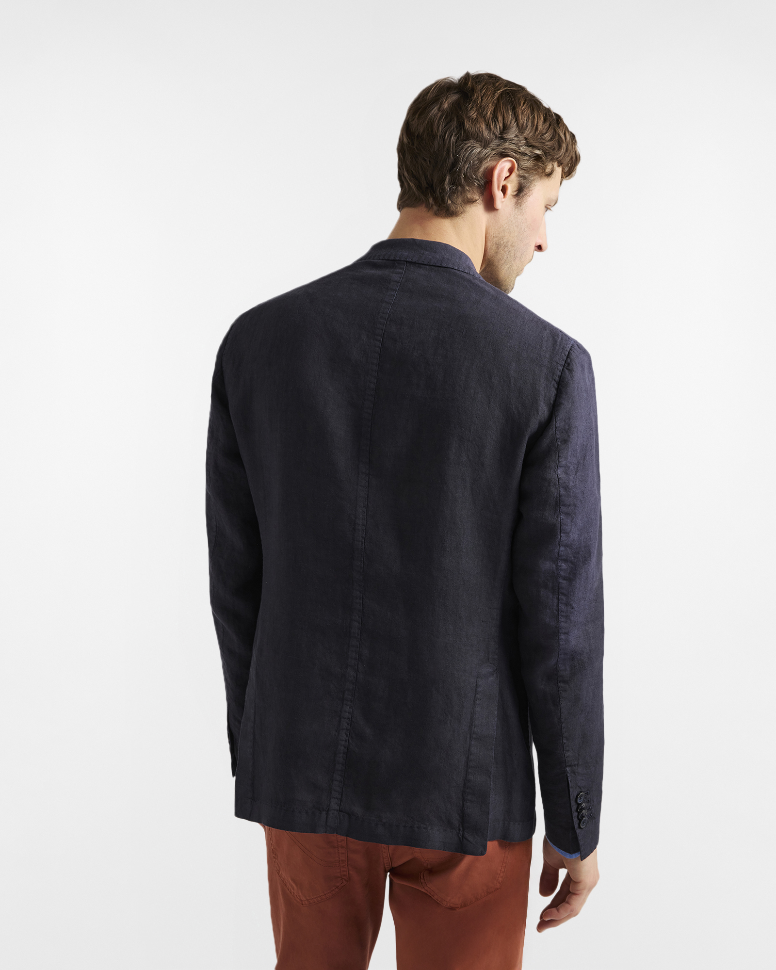 Giacca monopetto in puro lino, Blu, large image number 1