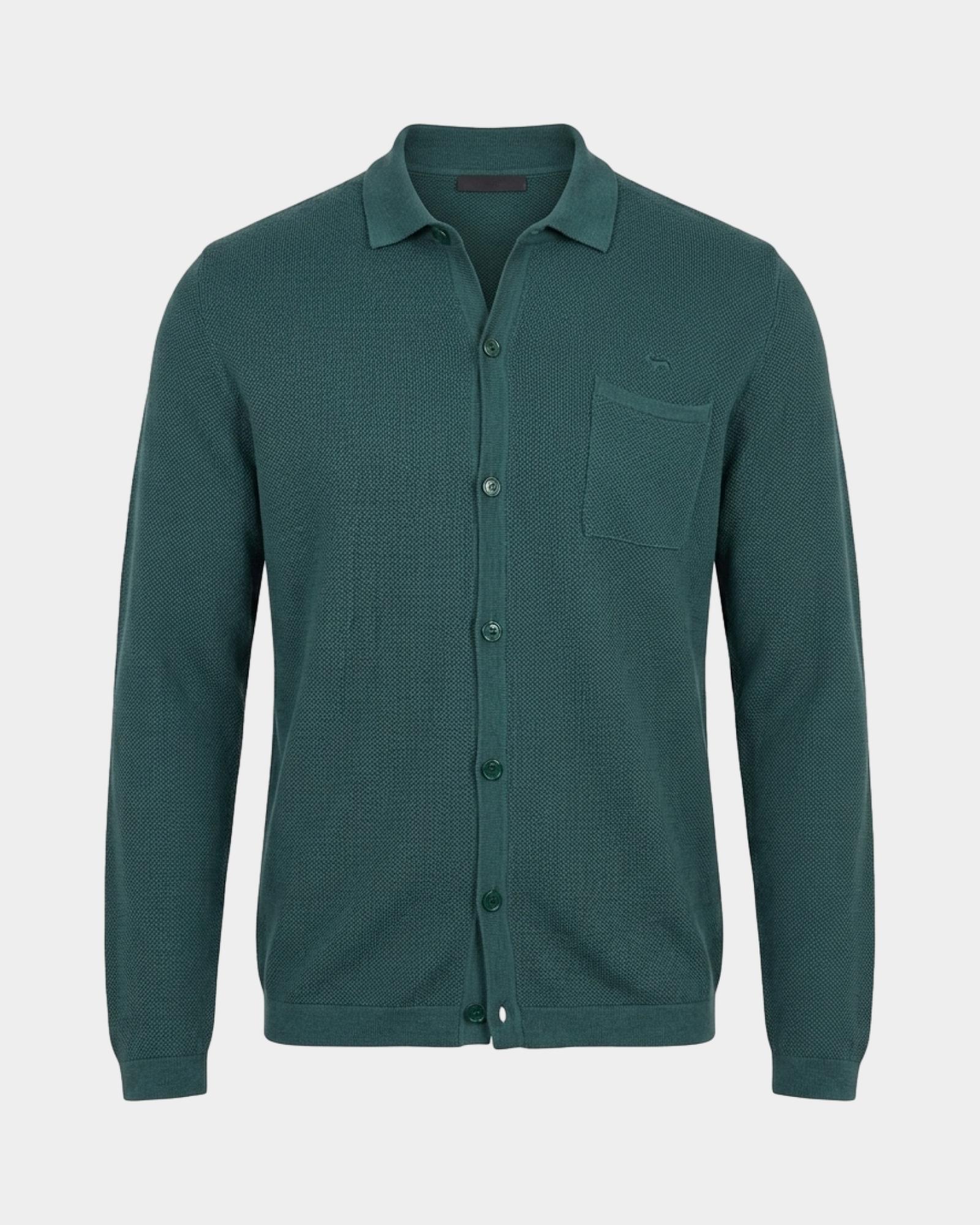 Jersey Hombre con cuello polo abotonado en mezcla de lana y algod&oacute;n   Regular Fit Made in Italy, VERDE BOTELLA, large