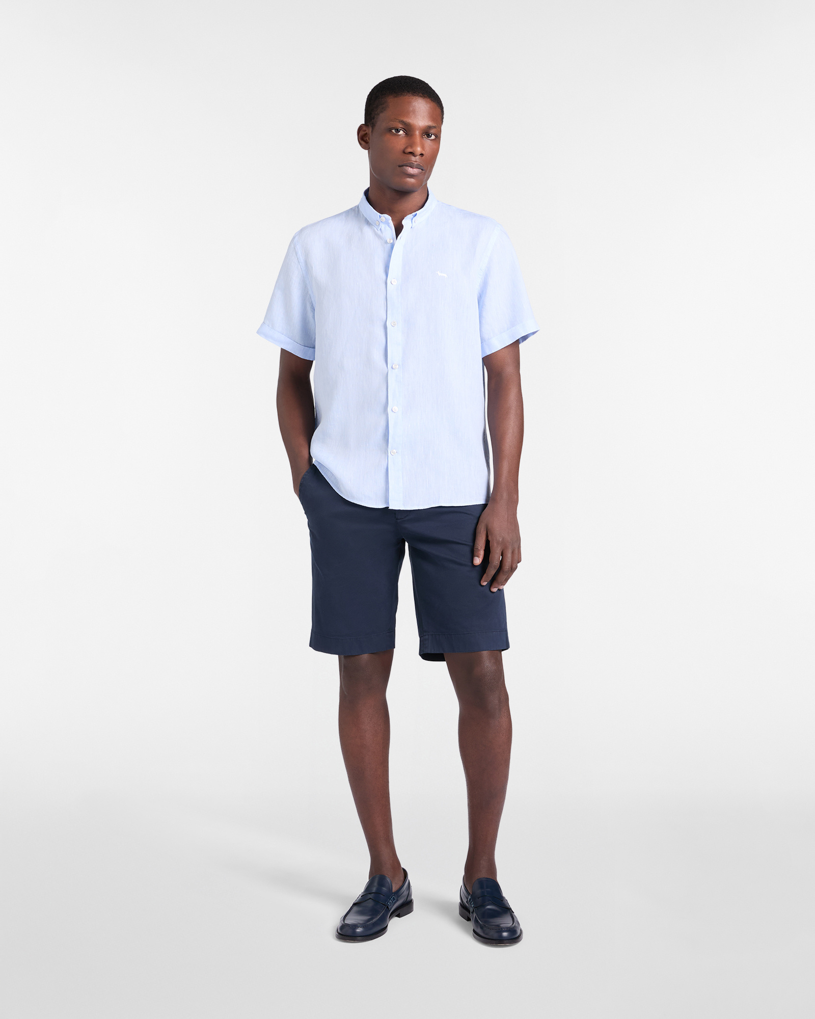 Straight-fit pure linen shirt, Celeste, large image number 3