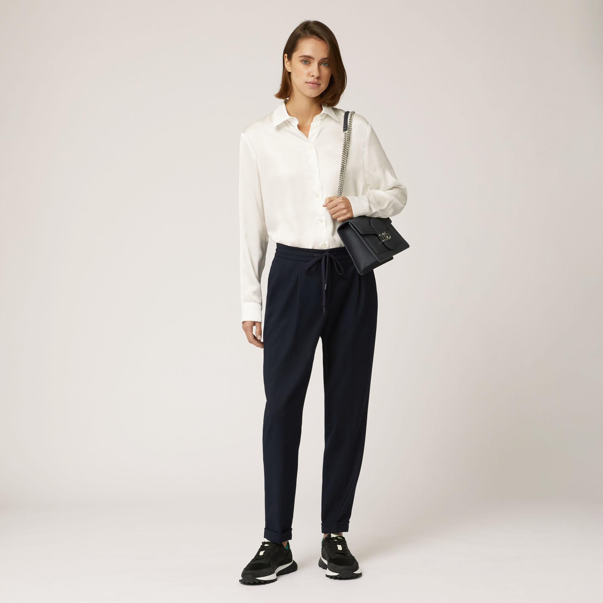 Pantalone Con Coulisse In Vita, Blu Navy, large image number 3