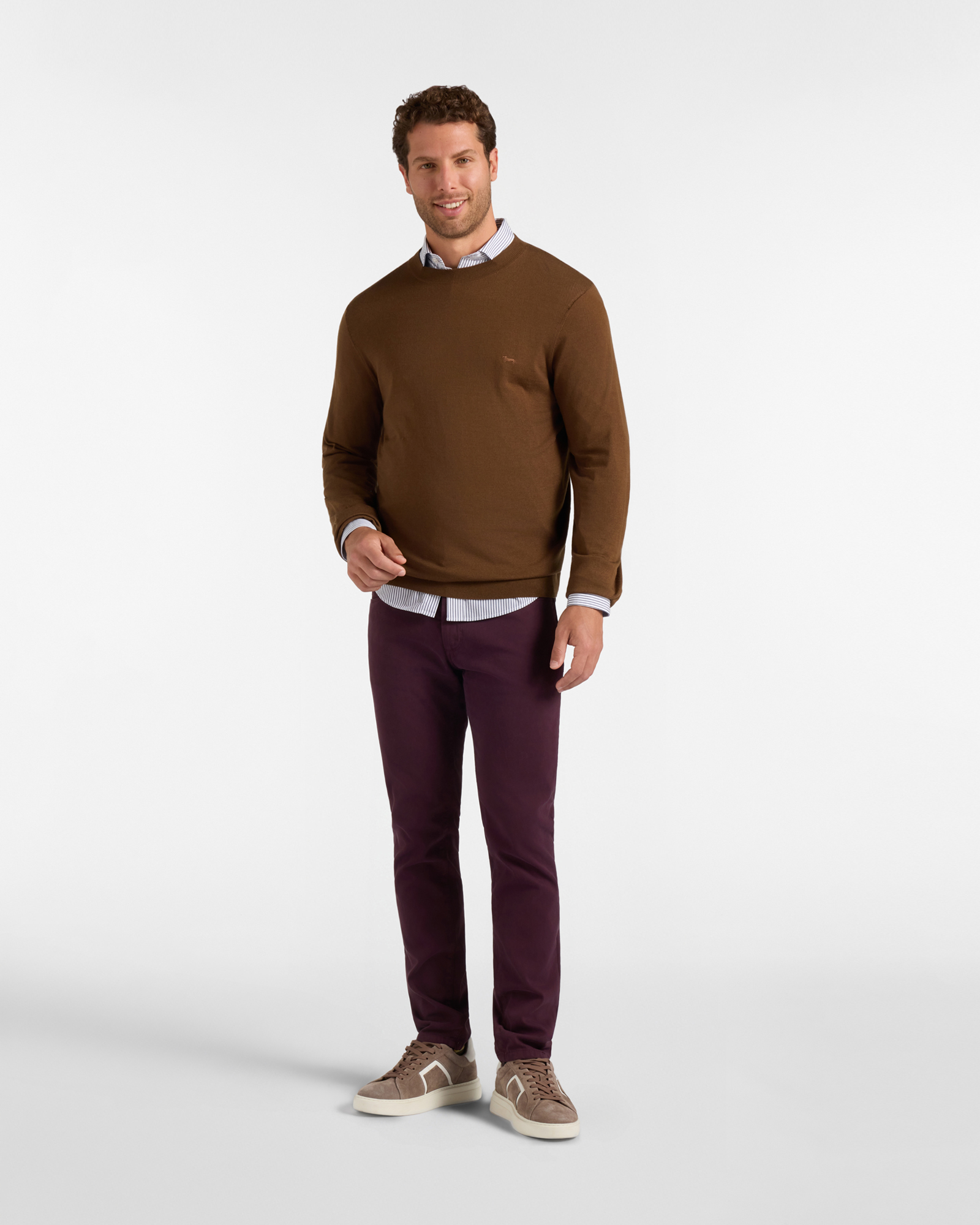 Maglia Uomo in 100% pura lana Regular Fit, MARRONE SCURO, large