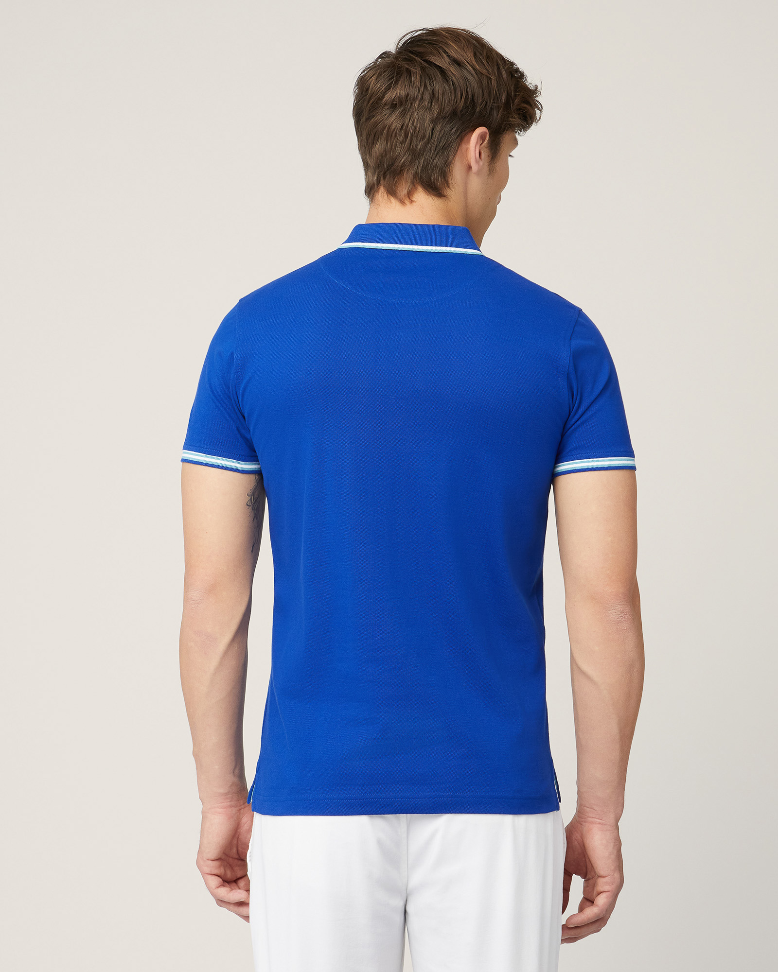 Polo with Contrasting Stripes, Electric Blue, large image number 1