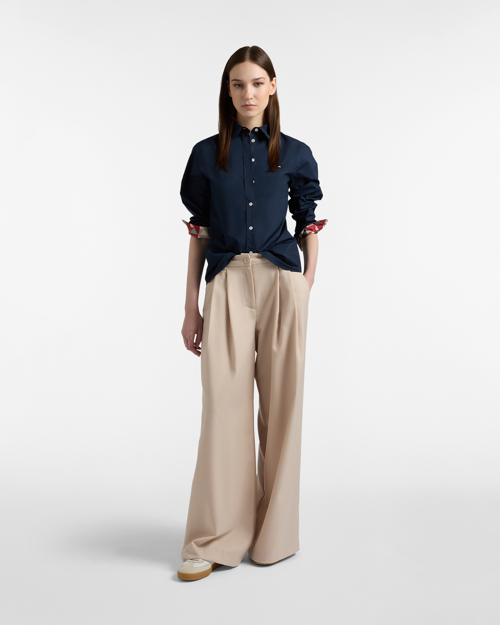 Women's soft cotton shirt with contrasts, Blue, large image number 3