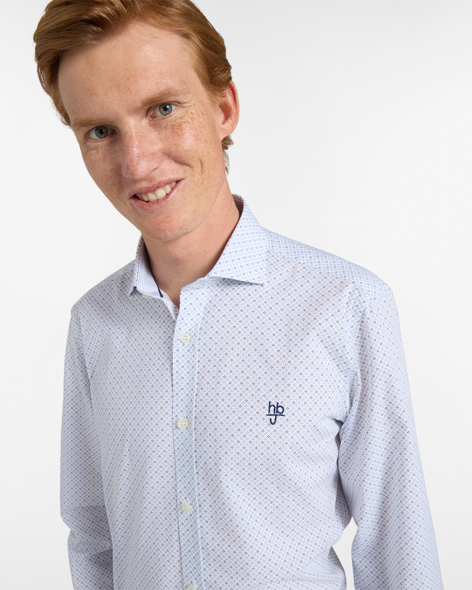 Camicia Uomo Micro Stampa Narrow Fit, Celeste, large image number 2