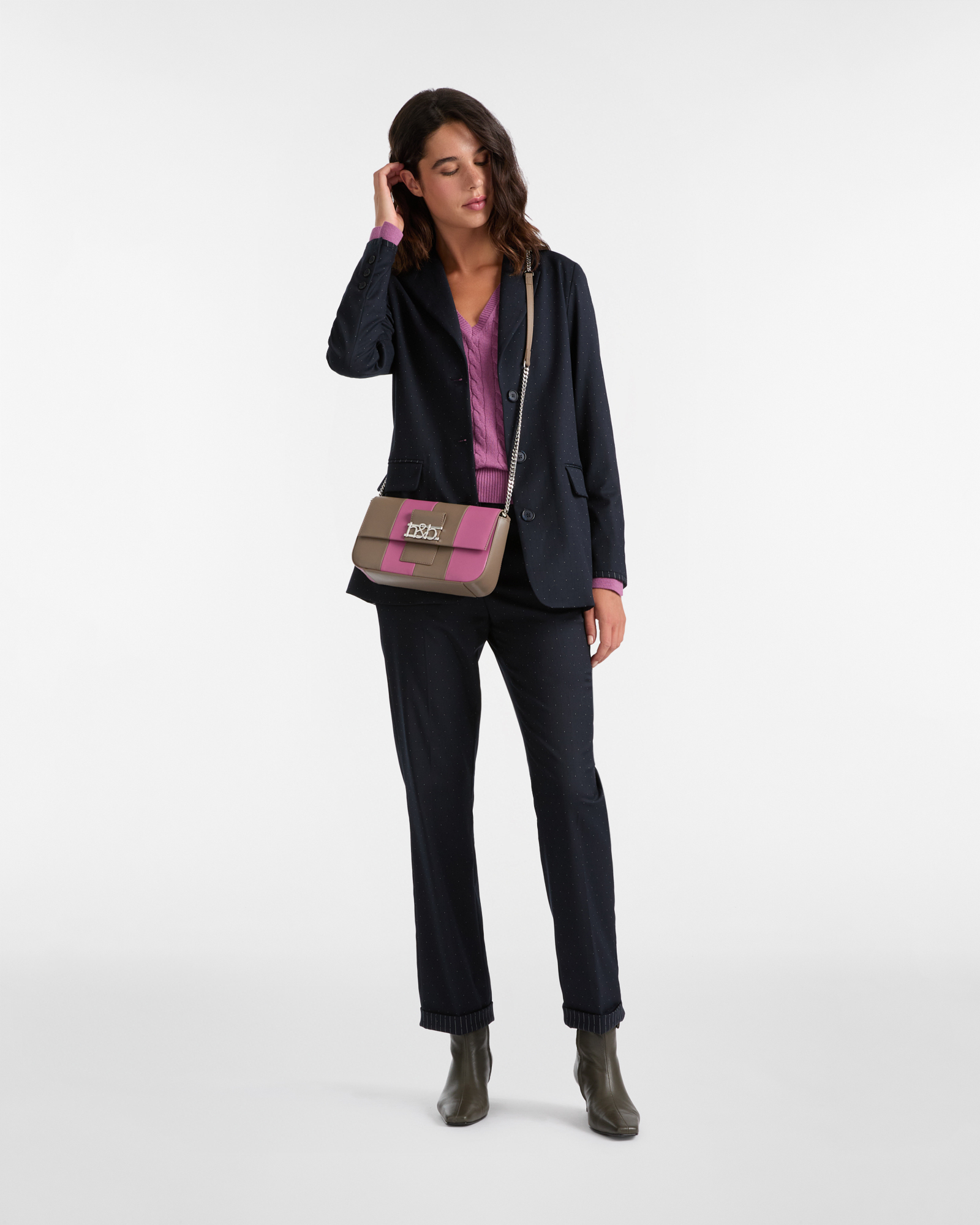 Chaqueta de un Botón con Puntitos en Todo el Diseño, Azul Navy, large image number 3