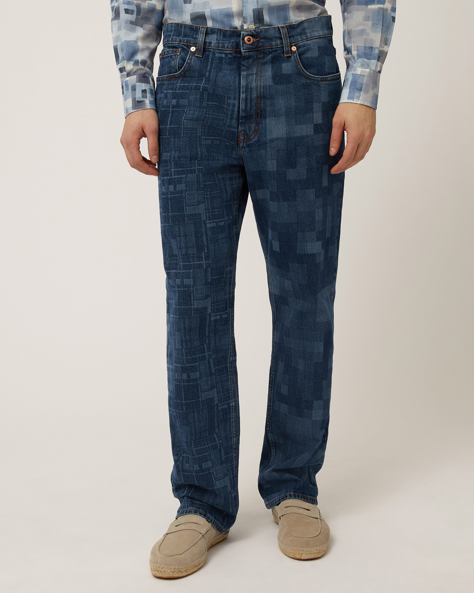 Laser-Cut Denim Pants