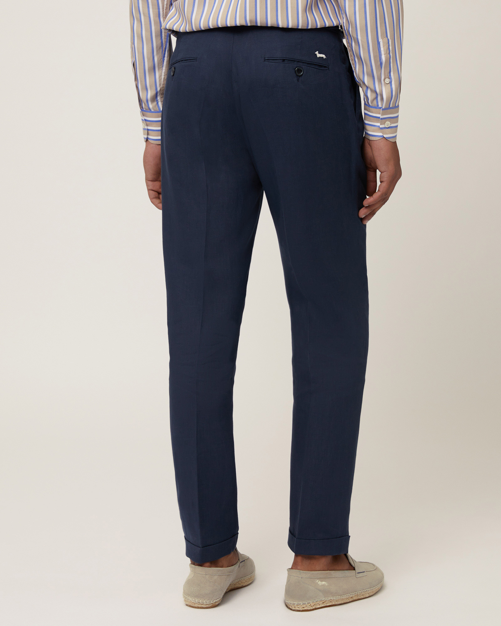 Linen Chino Pants, Navy Blue, large image number 1