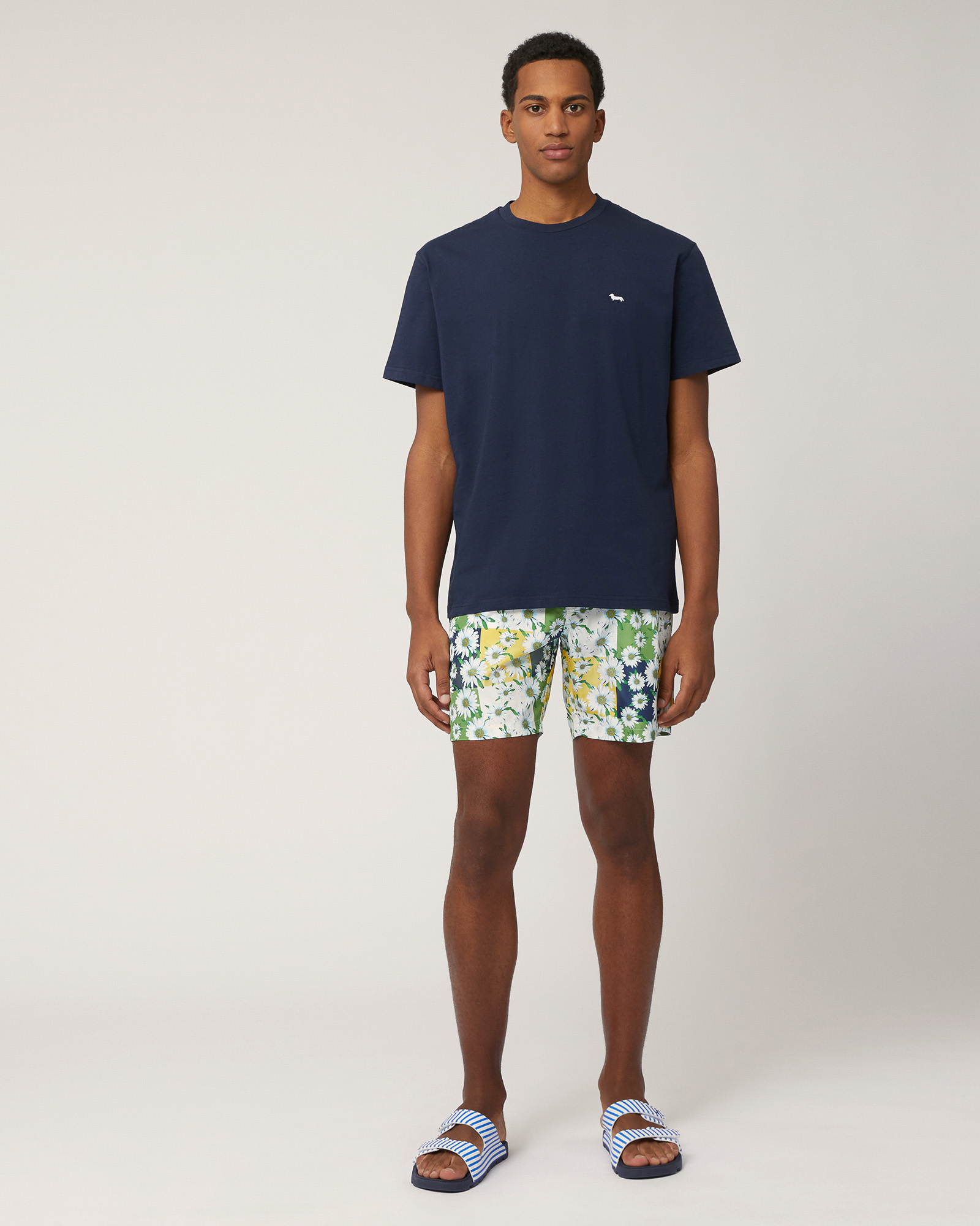 Swim Trunks with Squares and Daisies, Canary Yellow, large image number 3