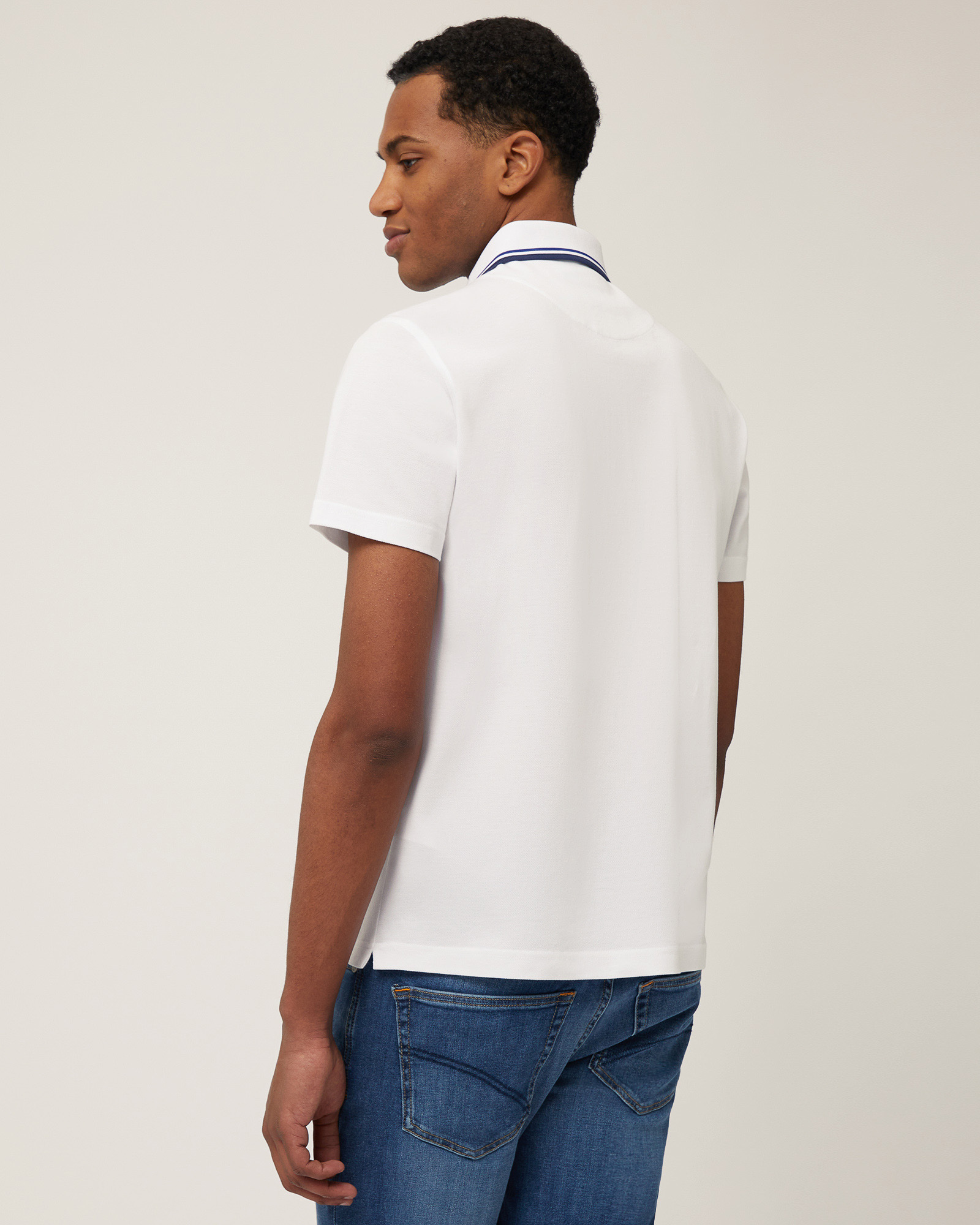 Polo with Denim Details, White, large image number 1