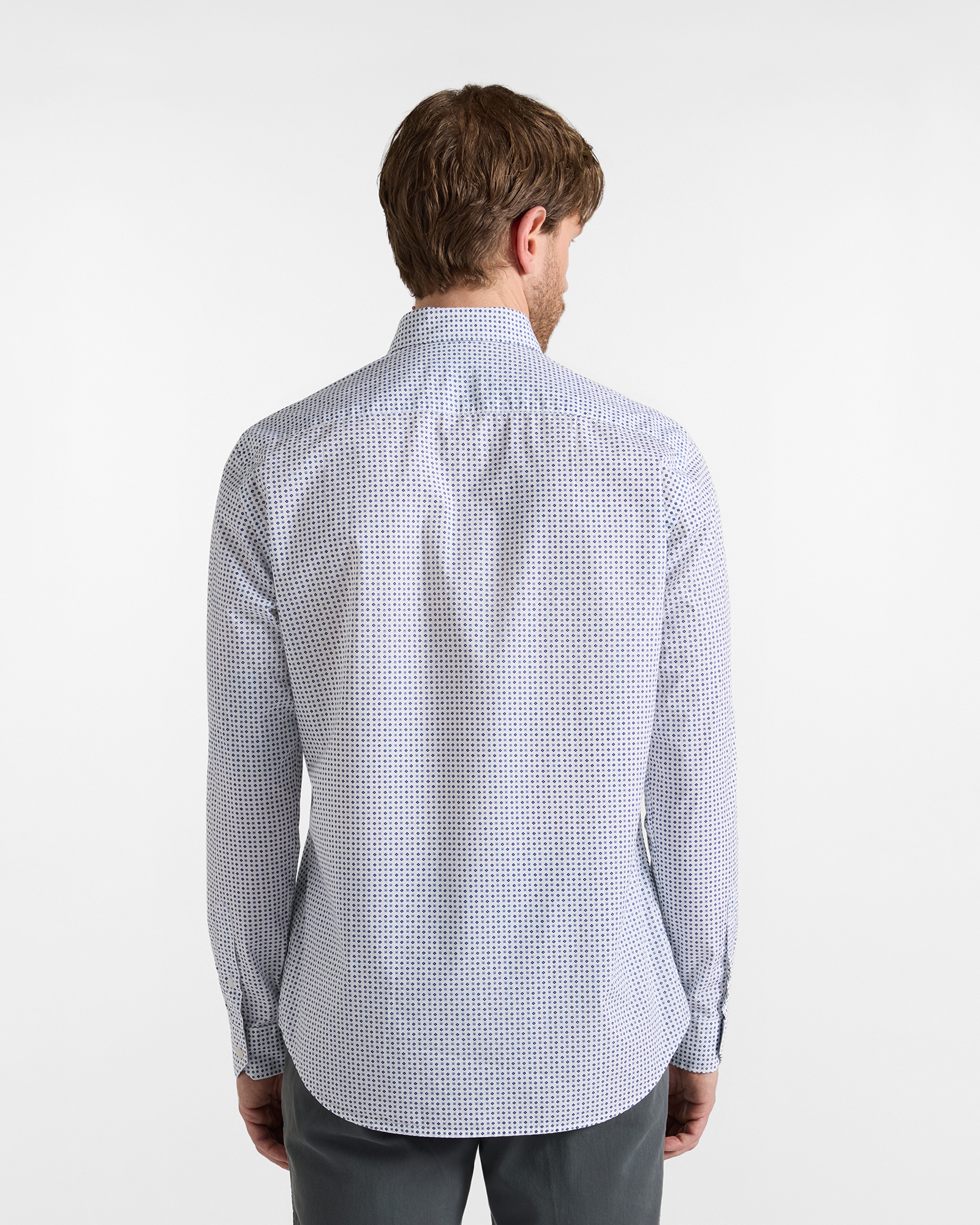 Men's narrow-fit white shirt in tie-print poplin, WHITE, large image number 2