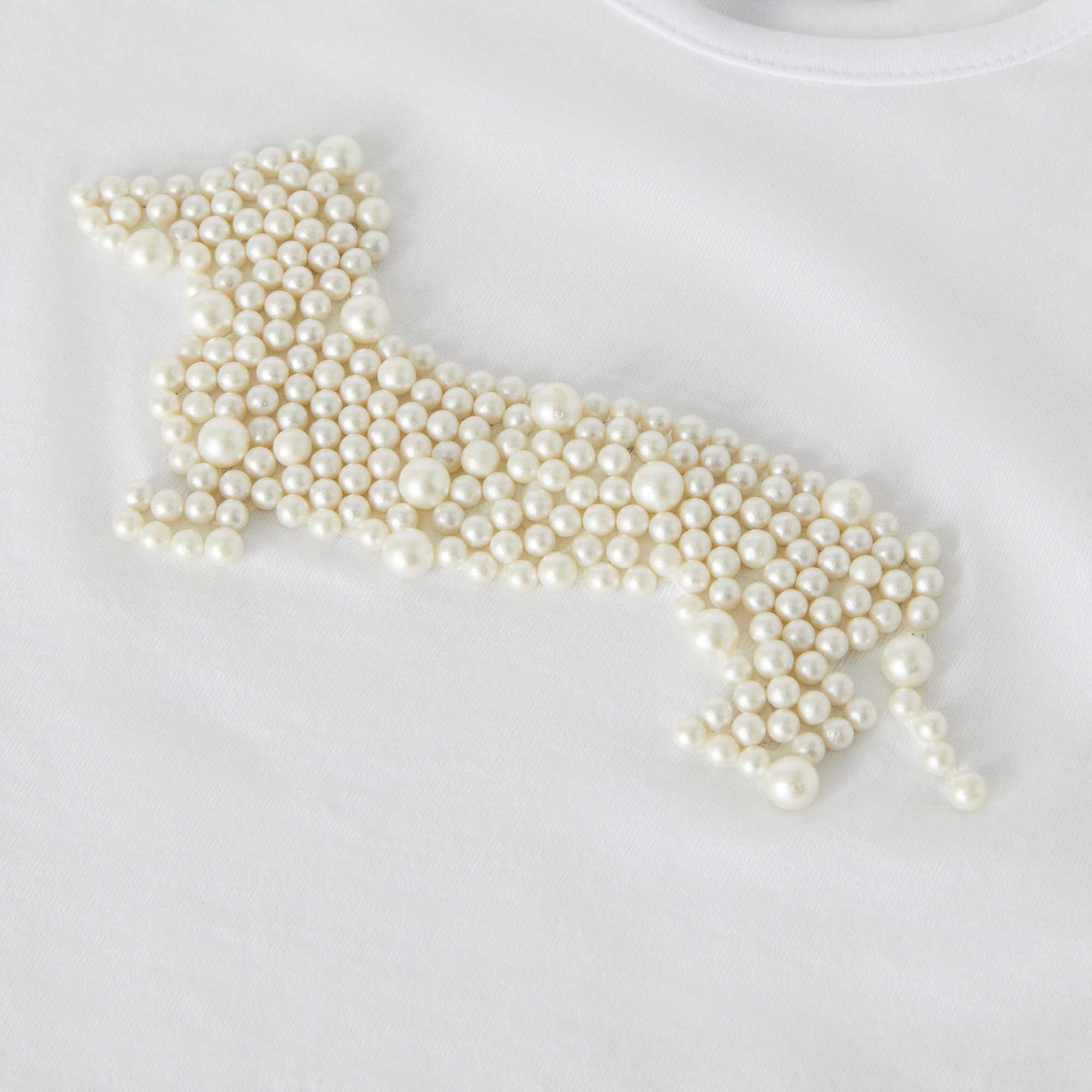 T-shirt decorated with pearls, White, large image number 2