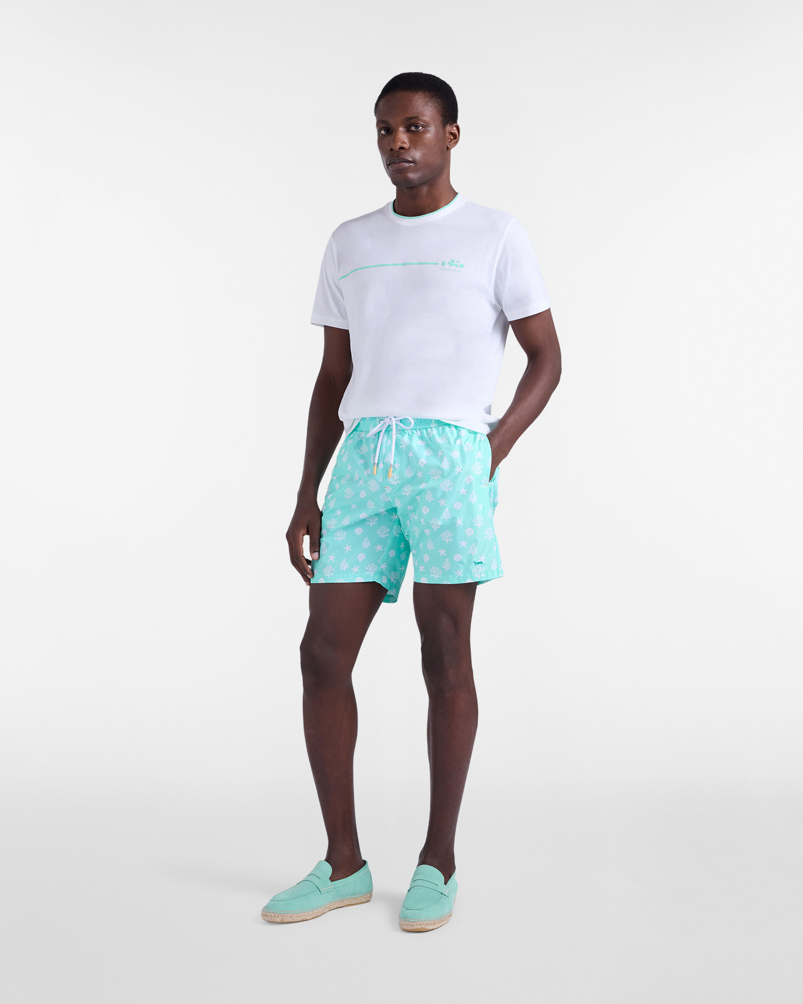 Camiseta con estampado tem&aacute;tico de mar para hombre, Verde, large image number 3