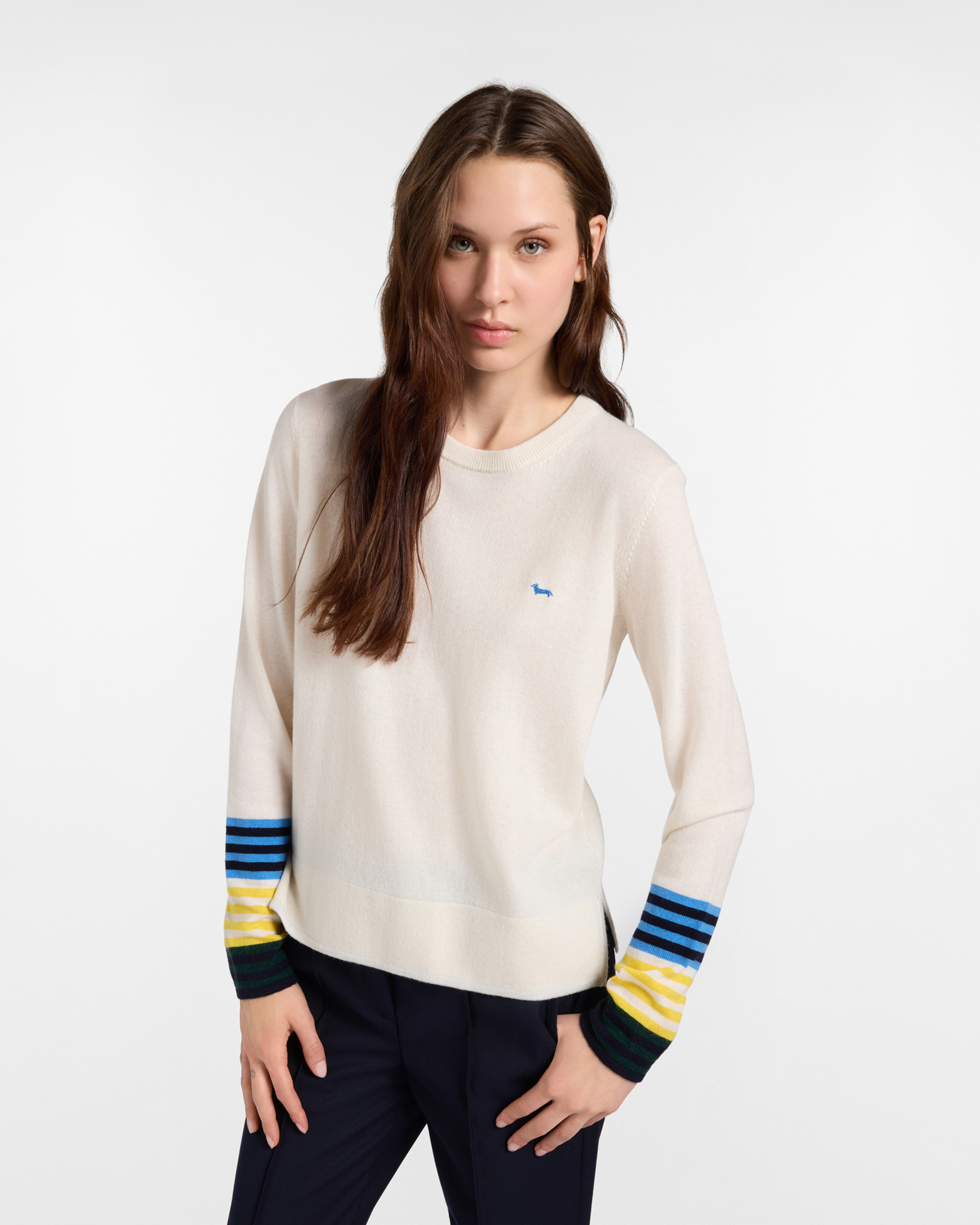 Women's sweater in white wool blend