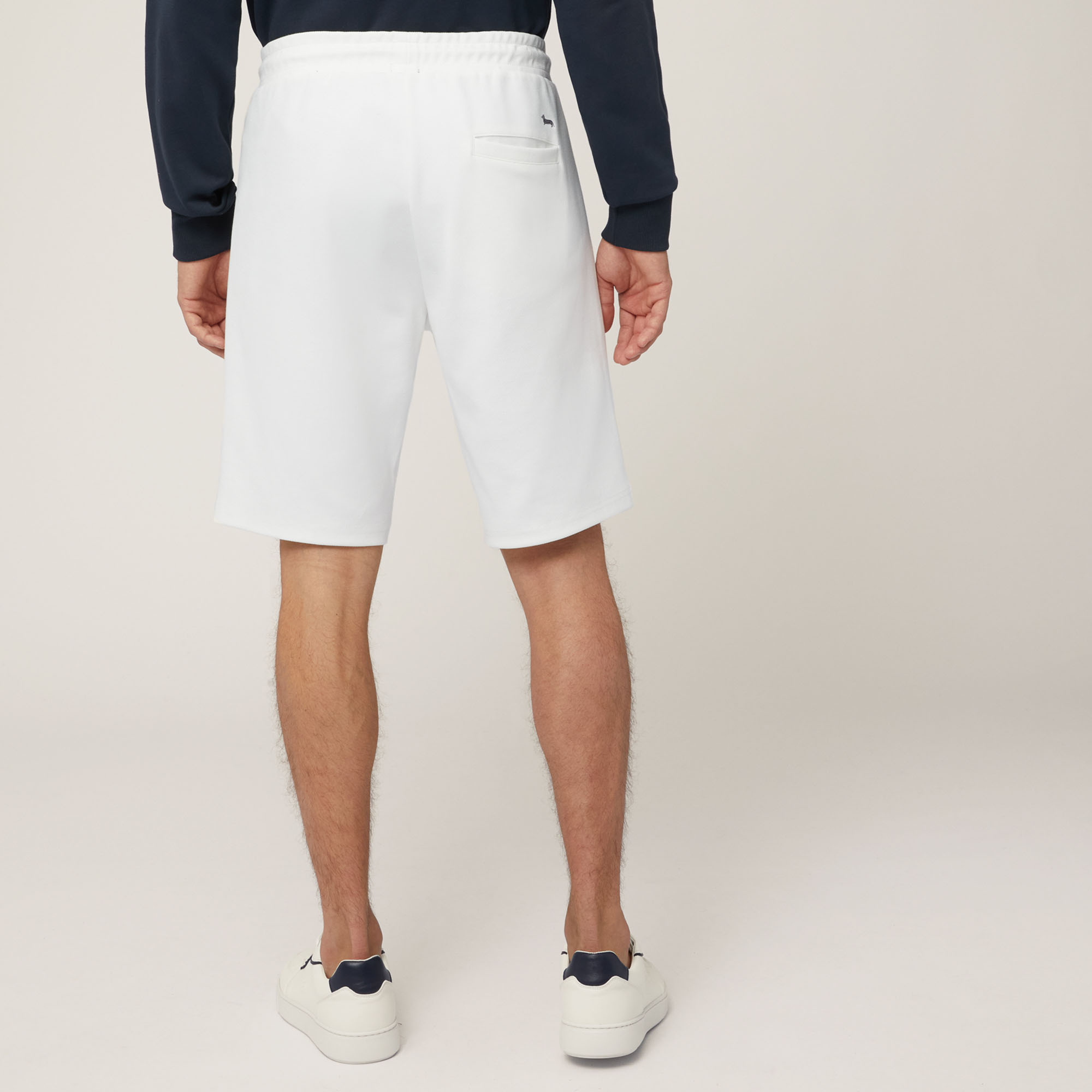 Pantalón corto de algodón elástico con bolsillo trasero, Blanco, large image number 1