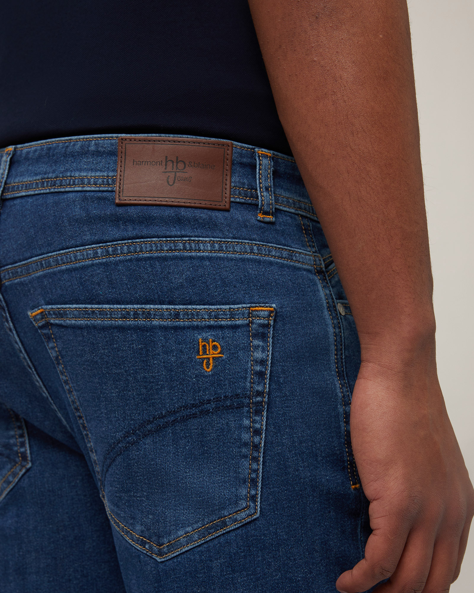 Stretch Denim Five-Pocket Pants, Denim Blue, large image number 2