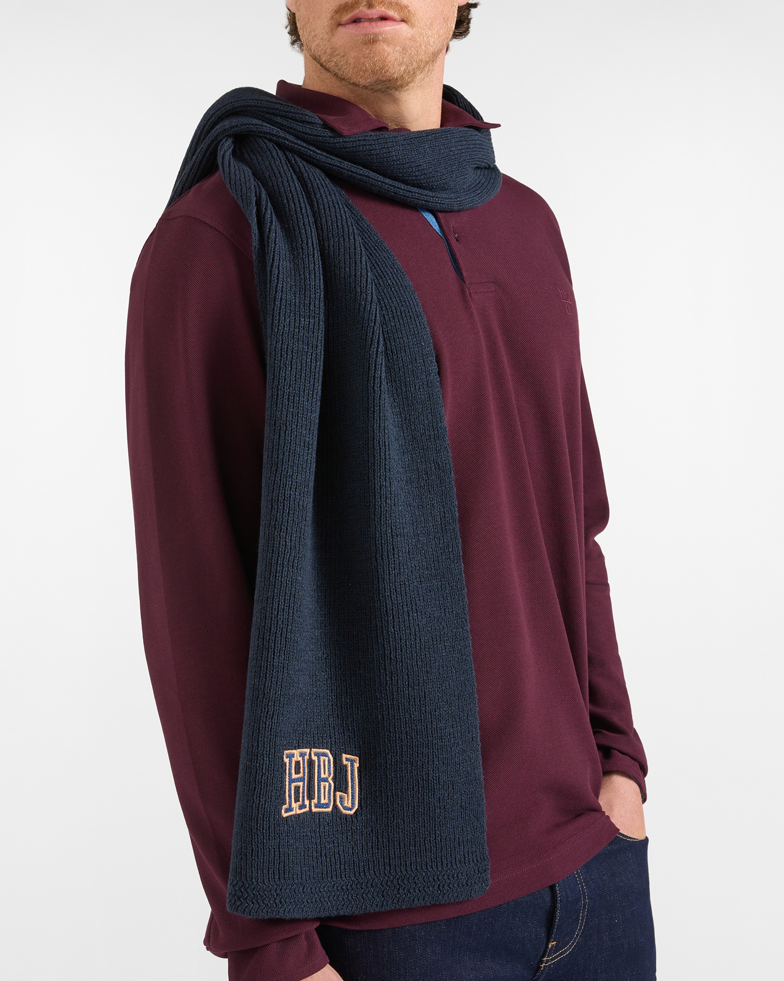 Sciarpa HBJ Uomo con Logo Lettering Blu Scuro