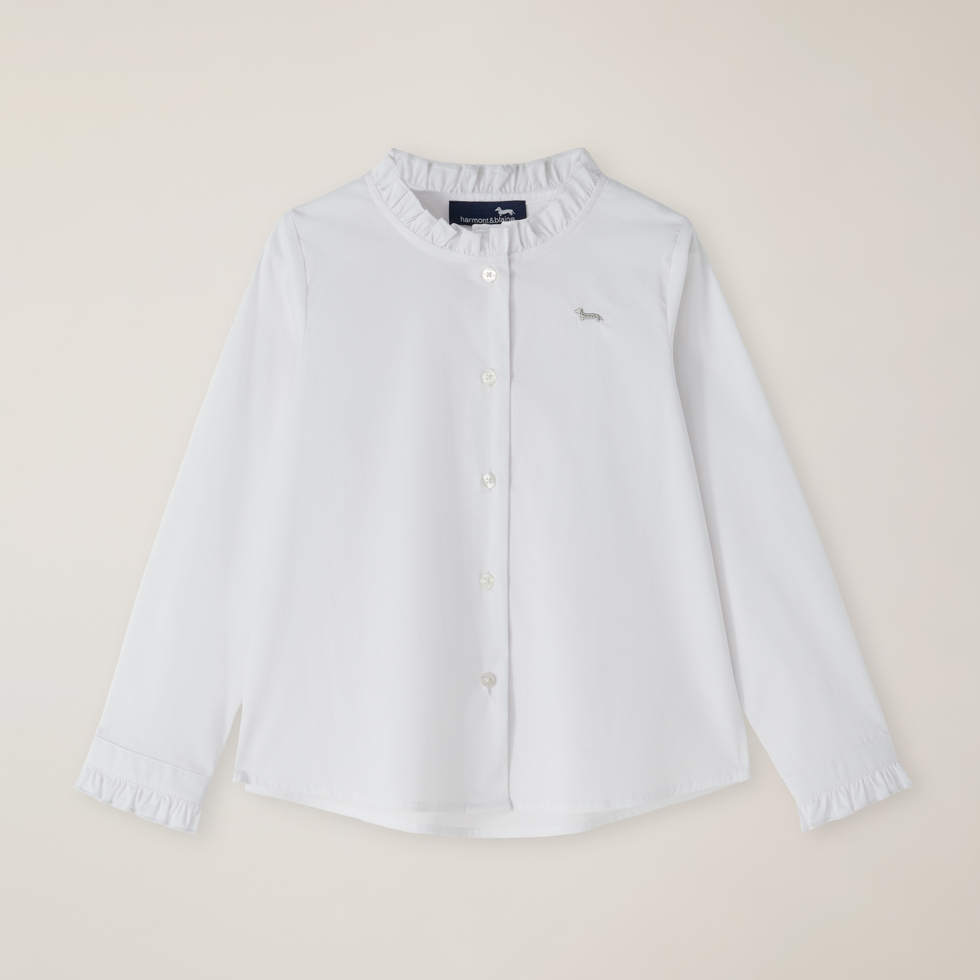 Chemise En Coton Stretch Avec Ruches Et Logo