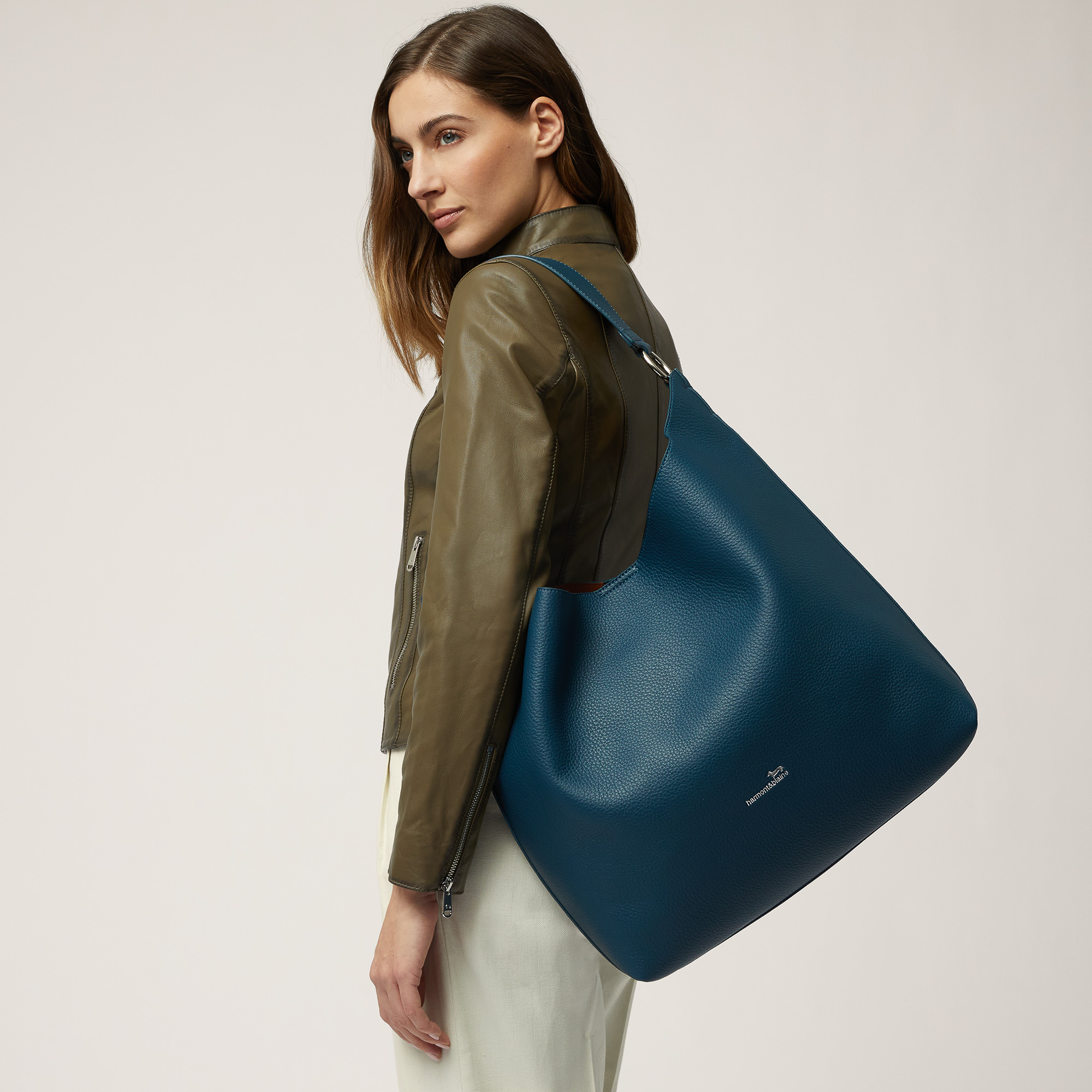Borsa Hobo Grande Capri, Blu, large image number 3