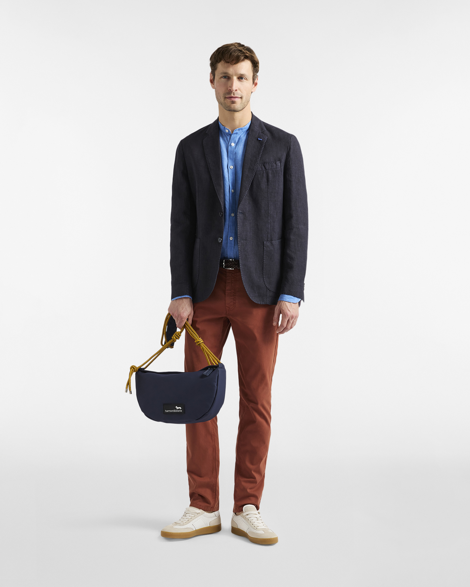 Narrow-fit five-pocket trousers, Brown/Red, large image number 3