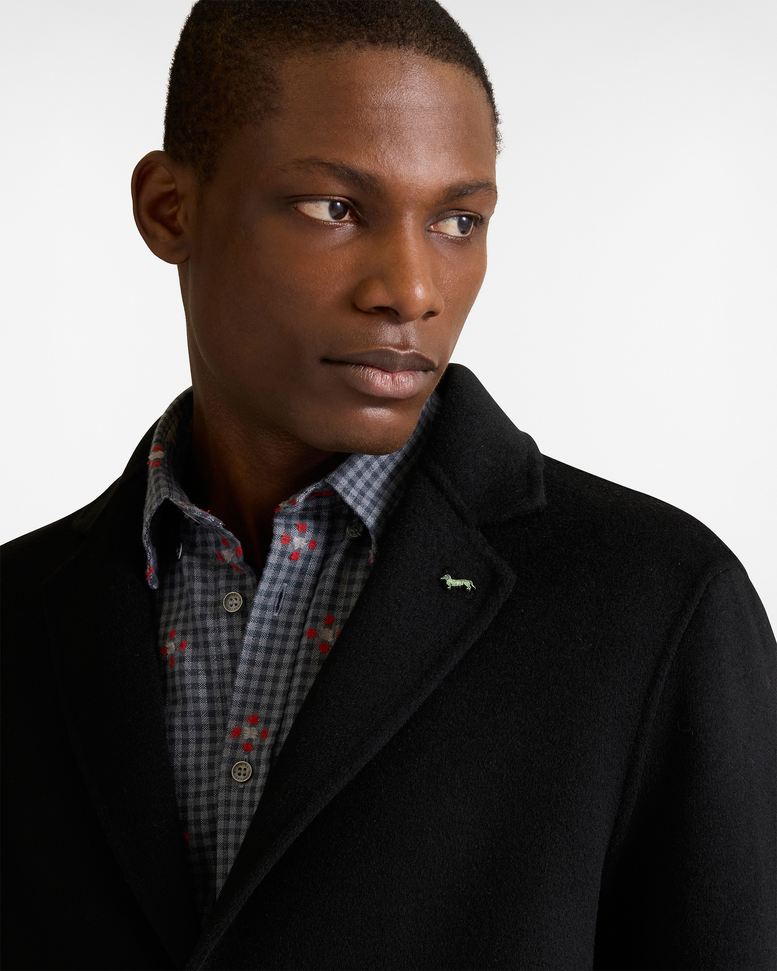 Single-Breasted Long Wool Coat, Black, large image number 2