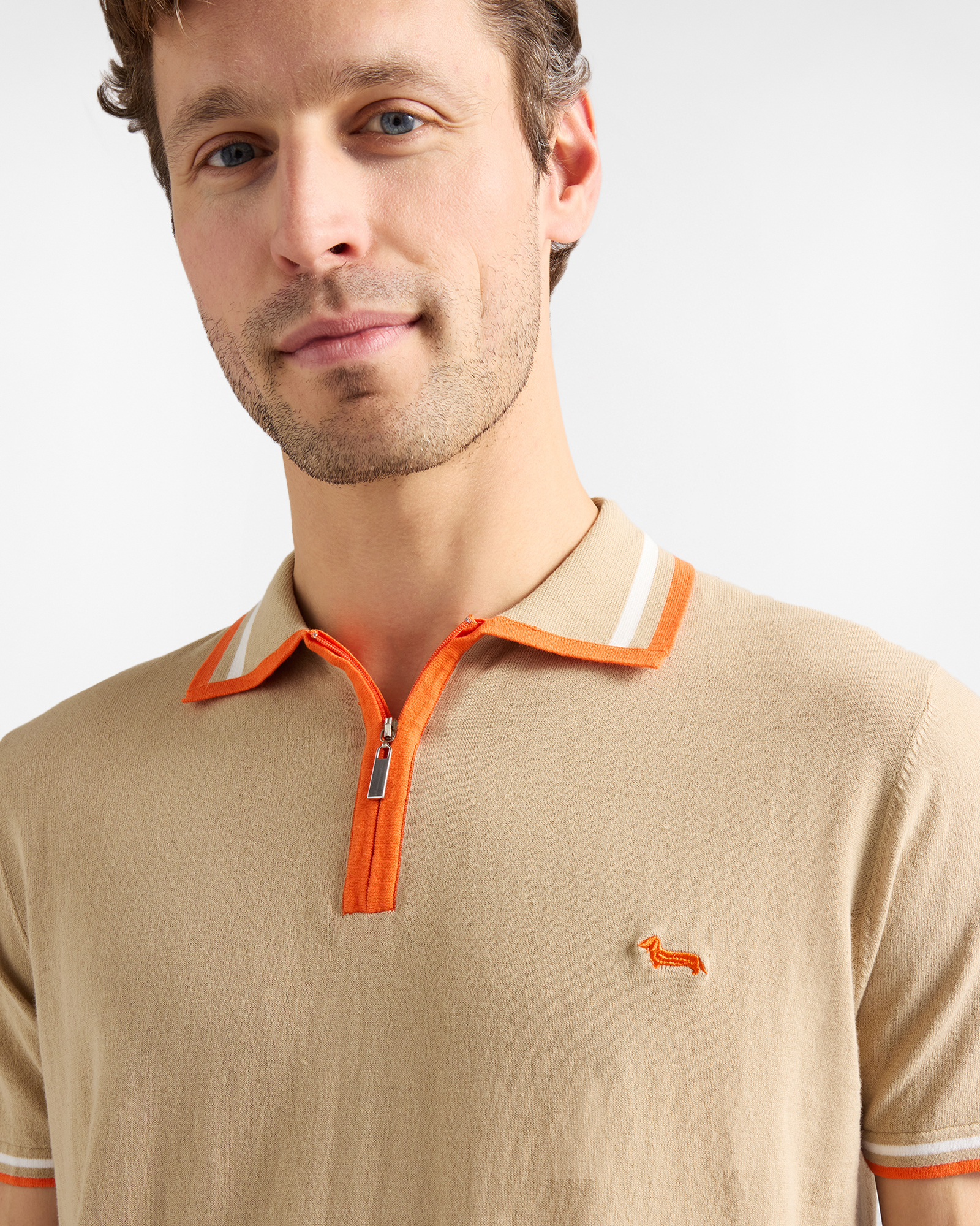 Knit polo shirt with zip, Beige, large image number 2