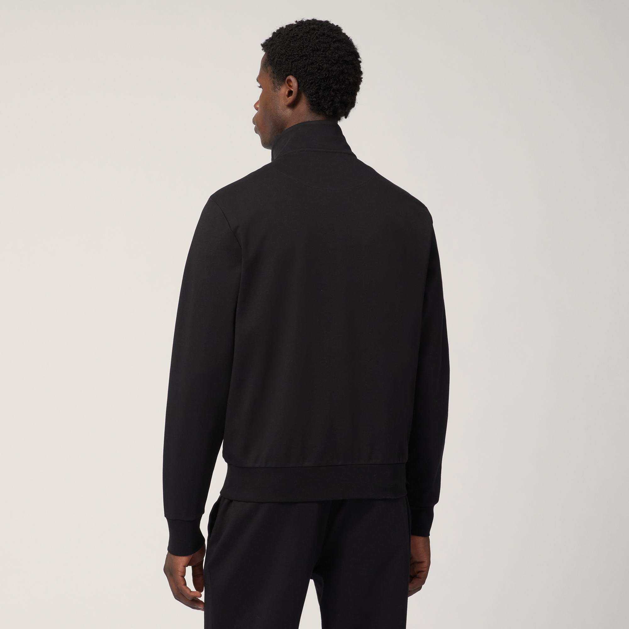 Cotton Full-Zip Sweatshirt with Heat-Sealed Details, Black, large image number 1