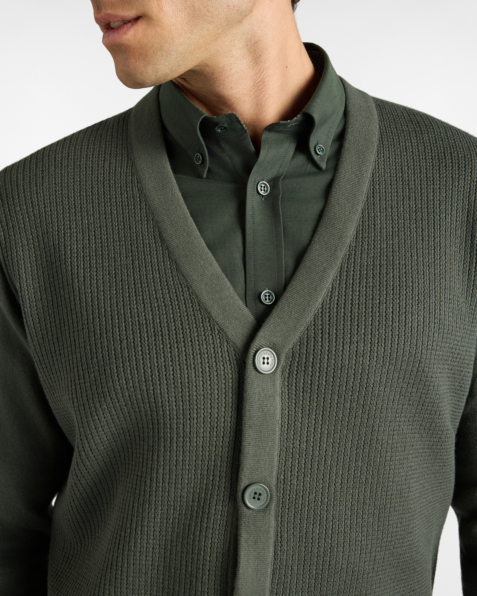 Cardigan HBJ Uomo in misto lana e cashmere, VERDE, large