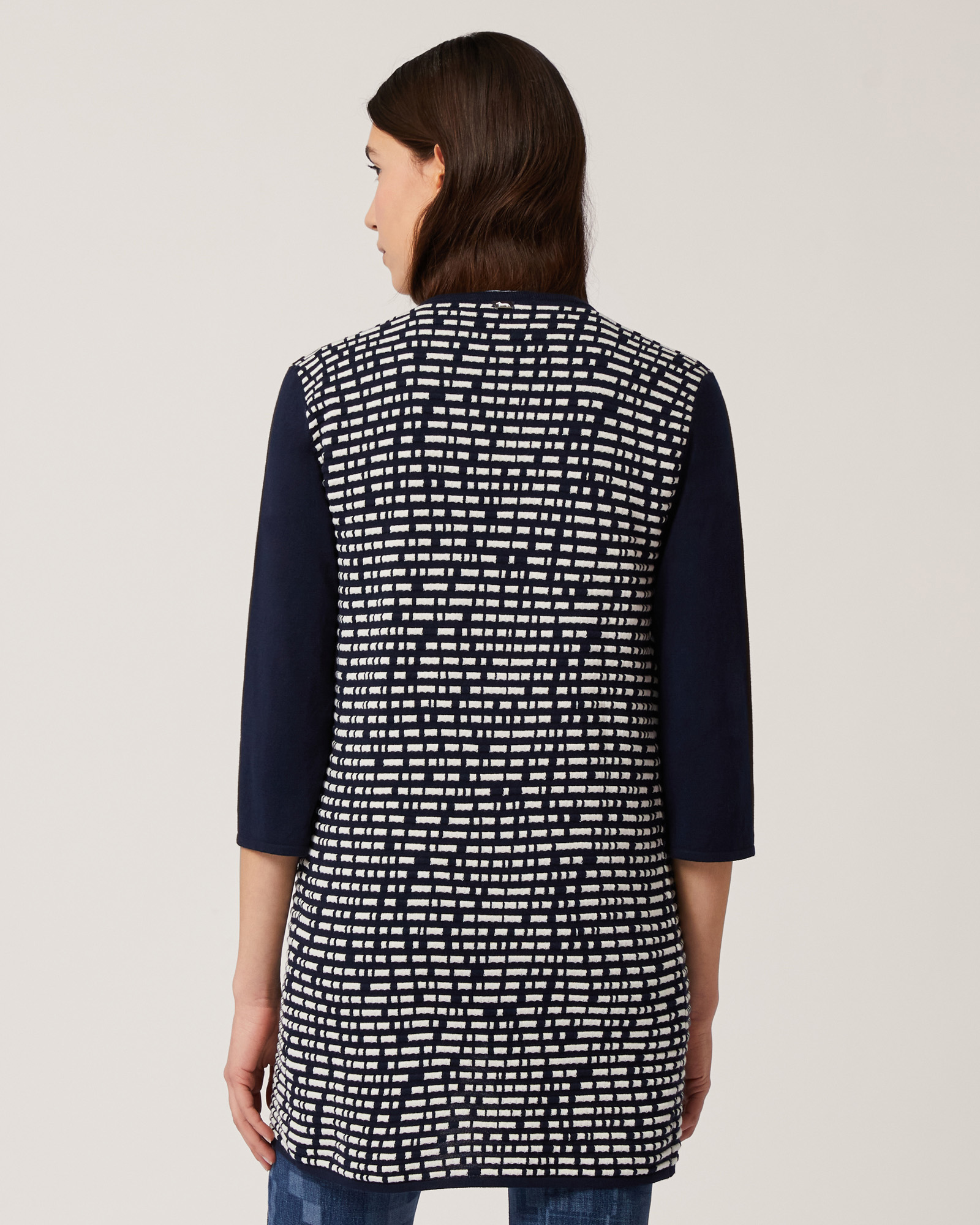 Two-Tone Cotton-Blend Cardigan