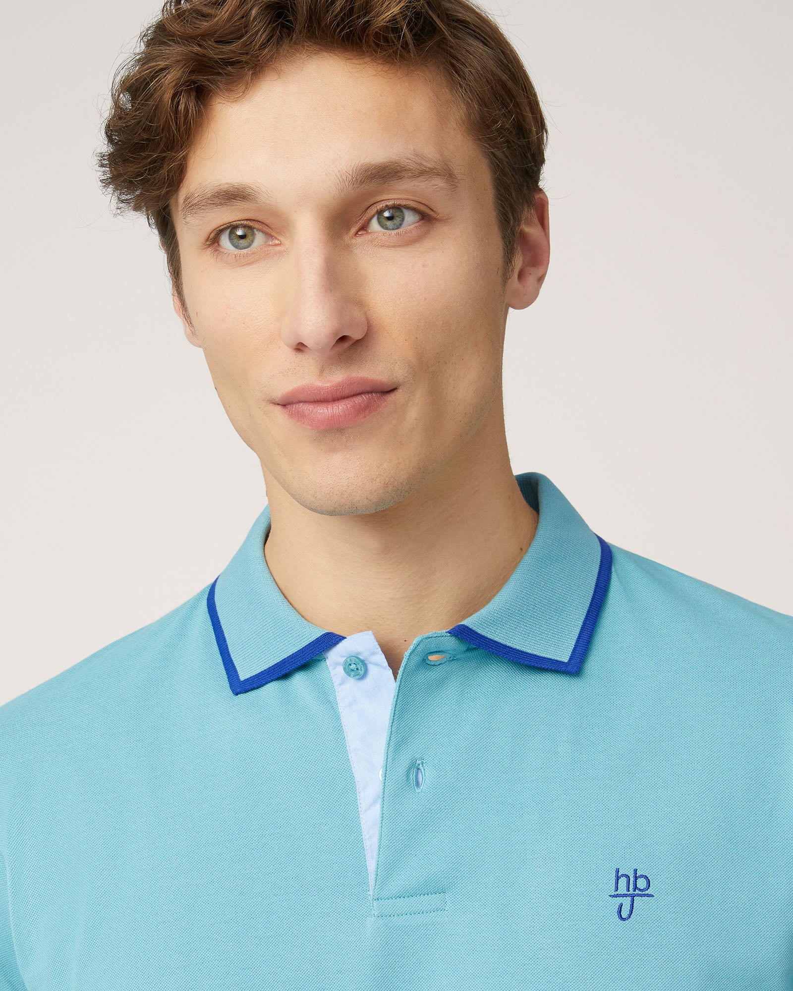Polo with Contrasts, Peacock Green, large image number 2