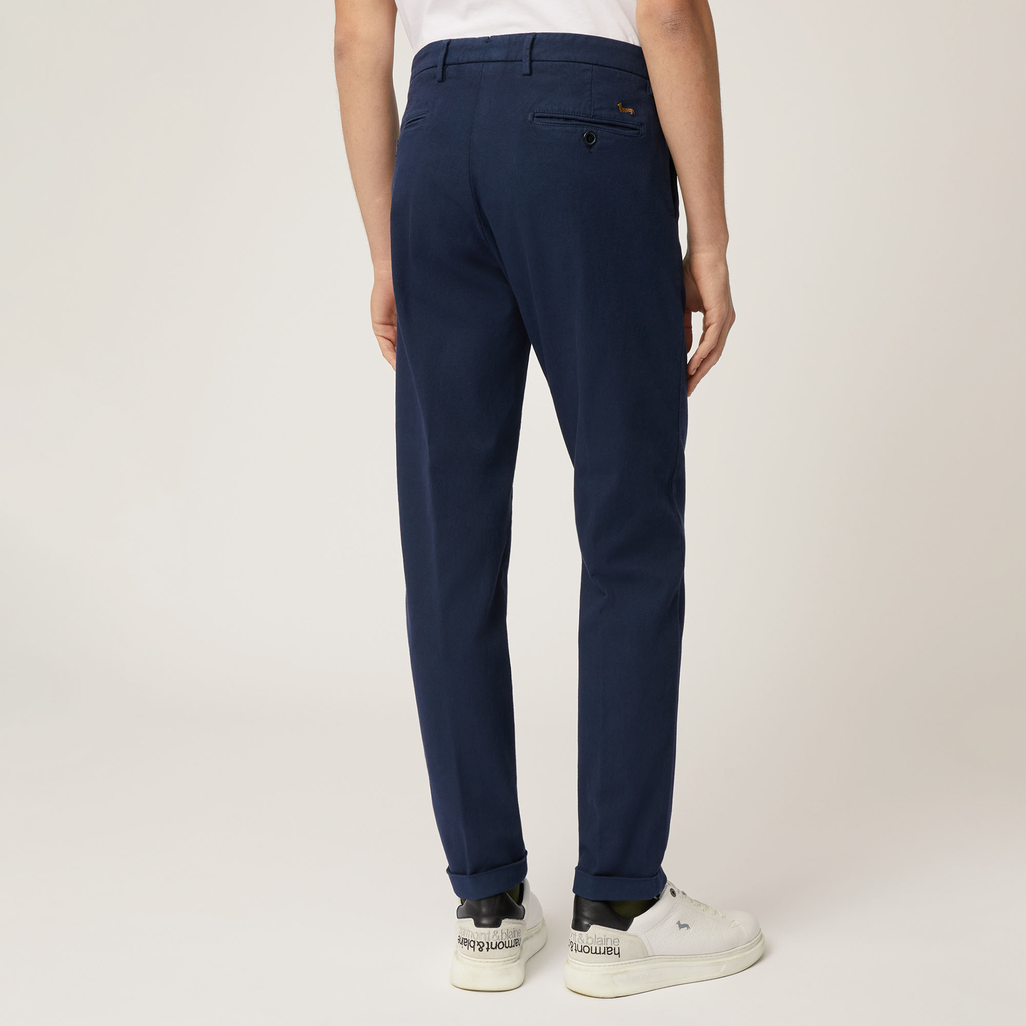 Pantalone In Cotone Stretch, Blu Navy, large image number 1