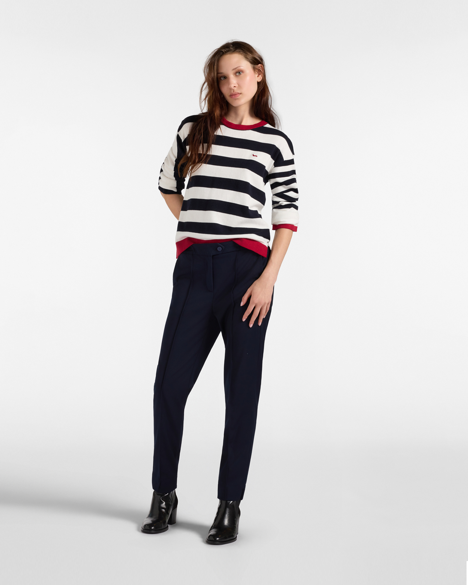 SLIM-FIT CHINOS WITH FRONT PLEATS, NAVY BLUE, large image number 3