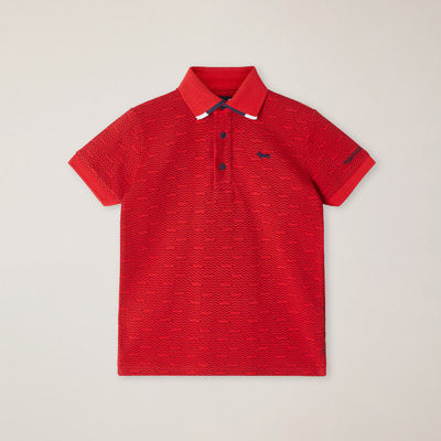 Micro-pattern print polo shirt, Red, large image number 0