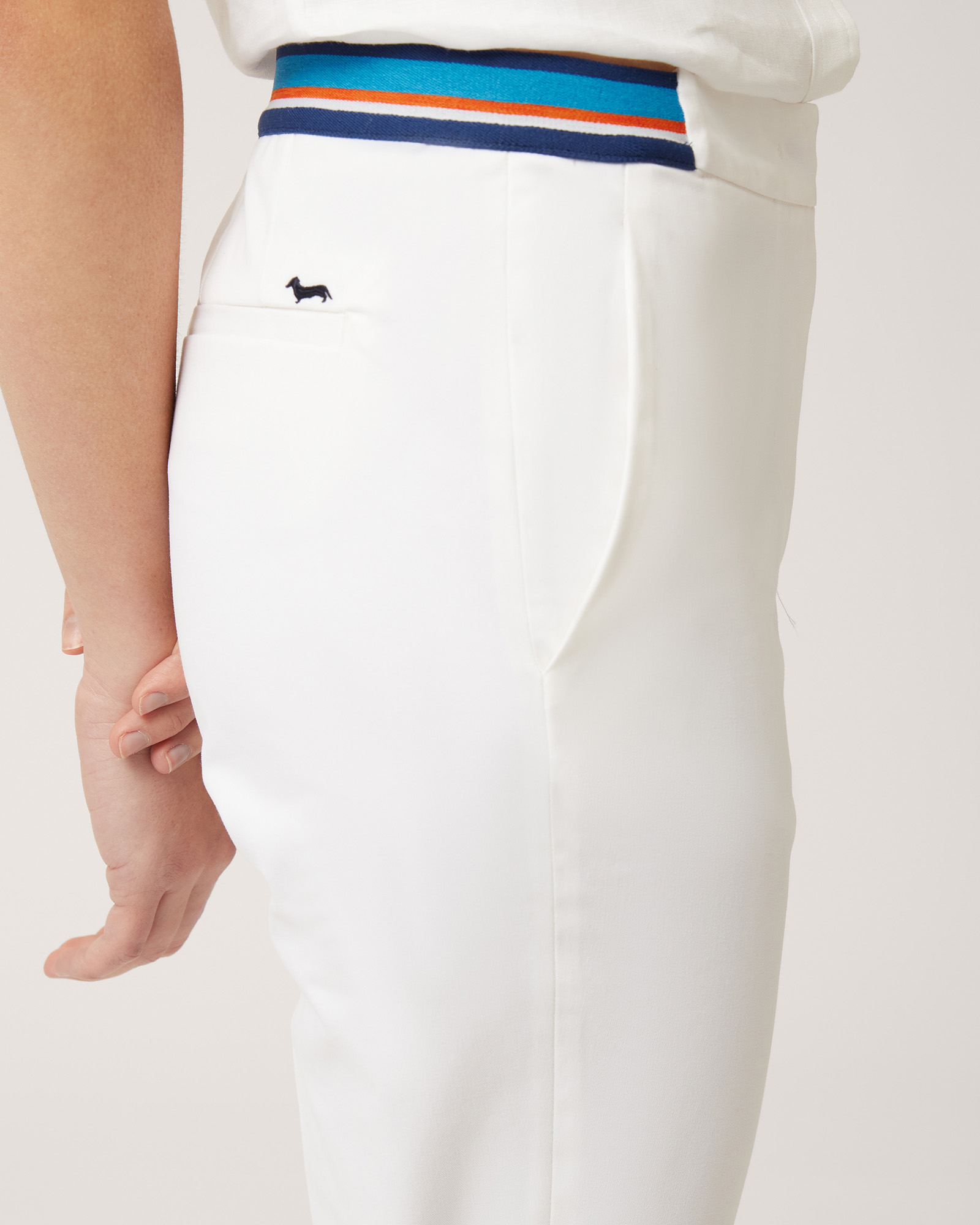 Pants with Striped Waist, White, large image number 2