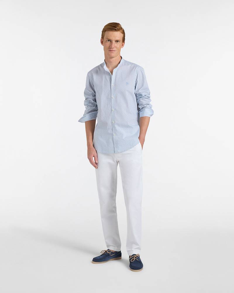 Camicia Uomo Collo alla Coreana Narrow Fit, Azzurro polvere, large image number 3