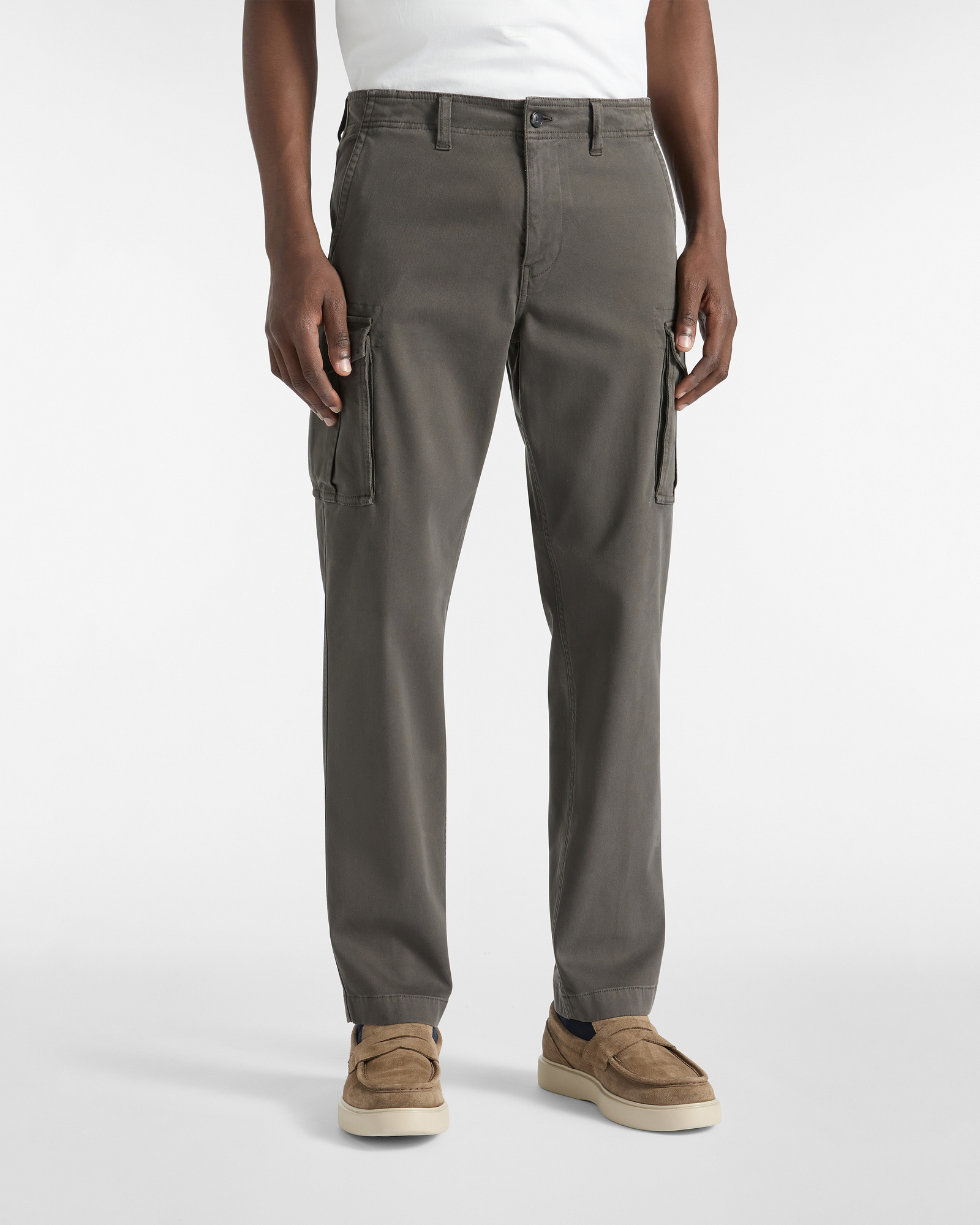 Pantalon Cargo En Coton Stretch, Vert, large image number 0
