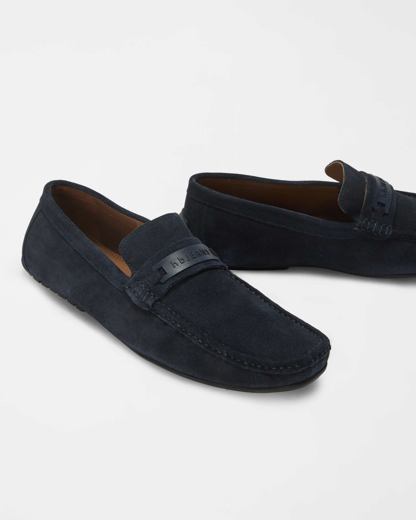 Driver Shoes in Suede con Morsetto Iinciso, Blu scuro, large image number 3