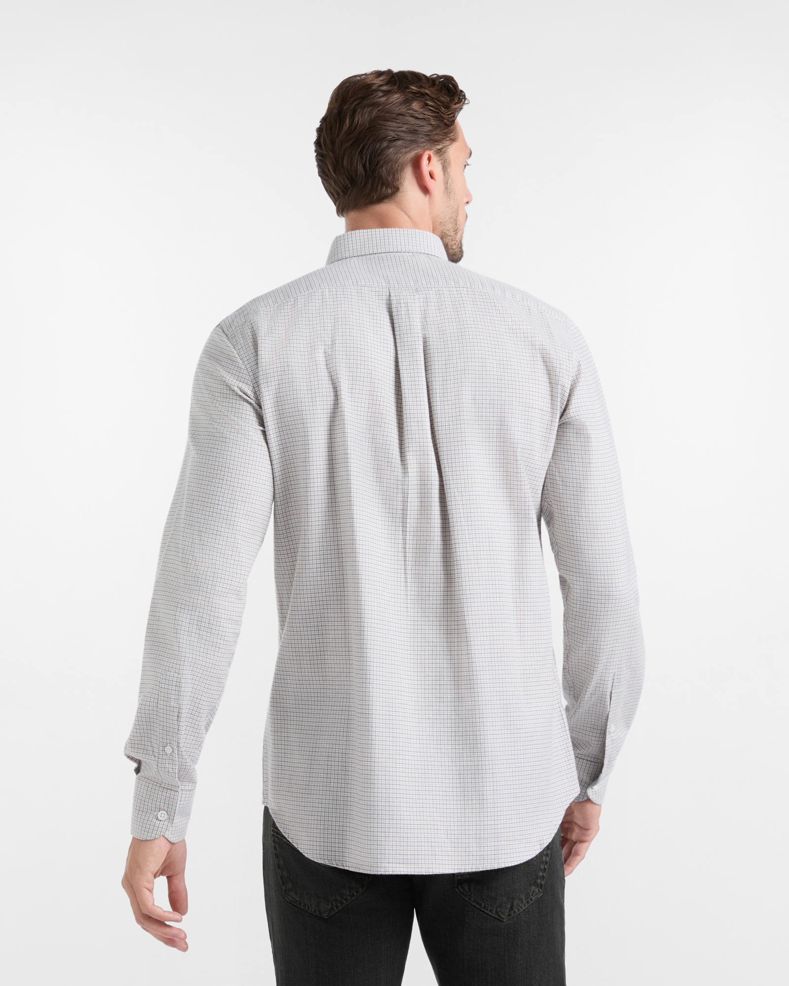 Men&rsquo;s checked cashmere-blend flannel shirt, BEIGE, large