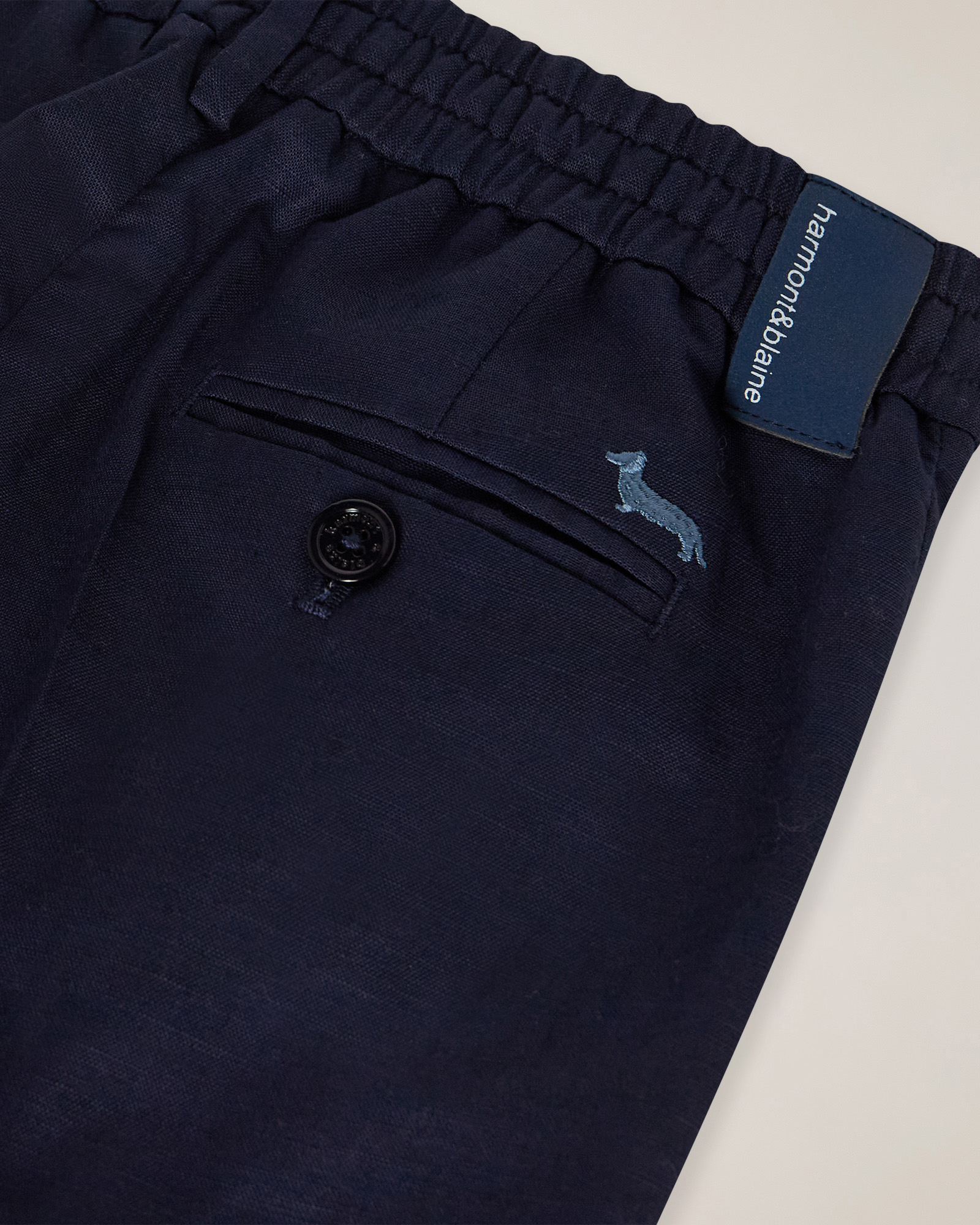 Linen-blend bermuda shorts with drawstring, Navy Blue, large image number 2