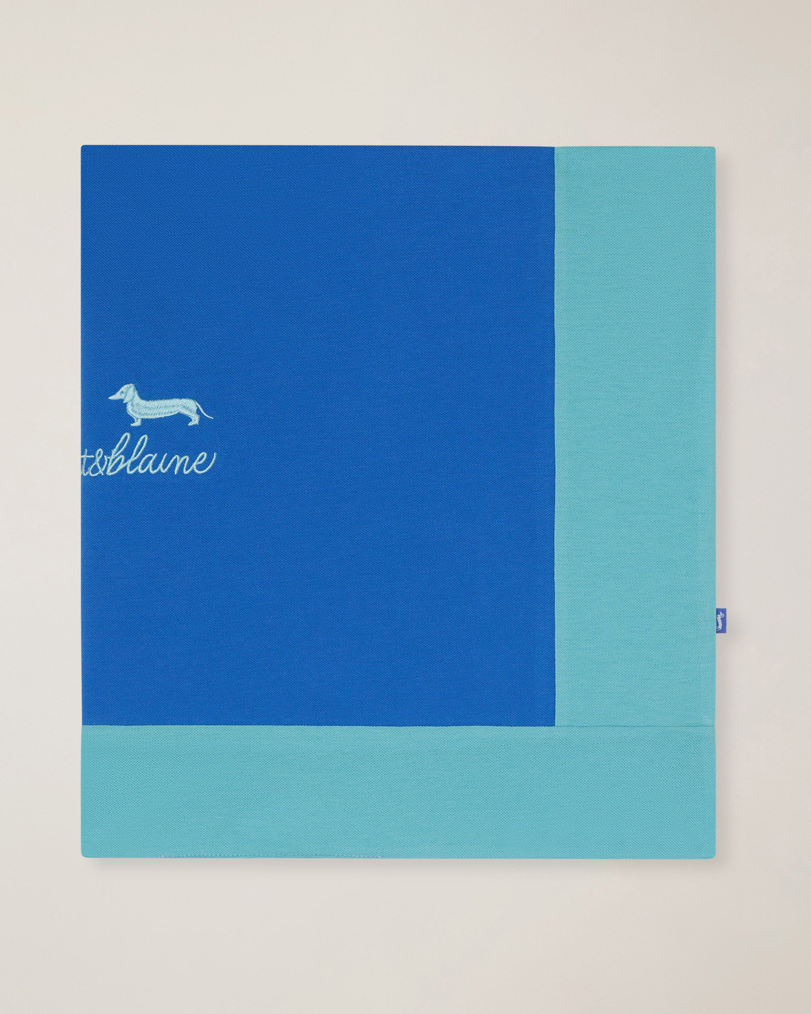 Manta de piqué con borde de popelina estampada, Azul Claro, large