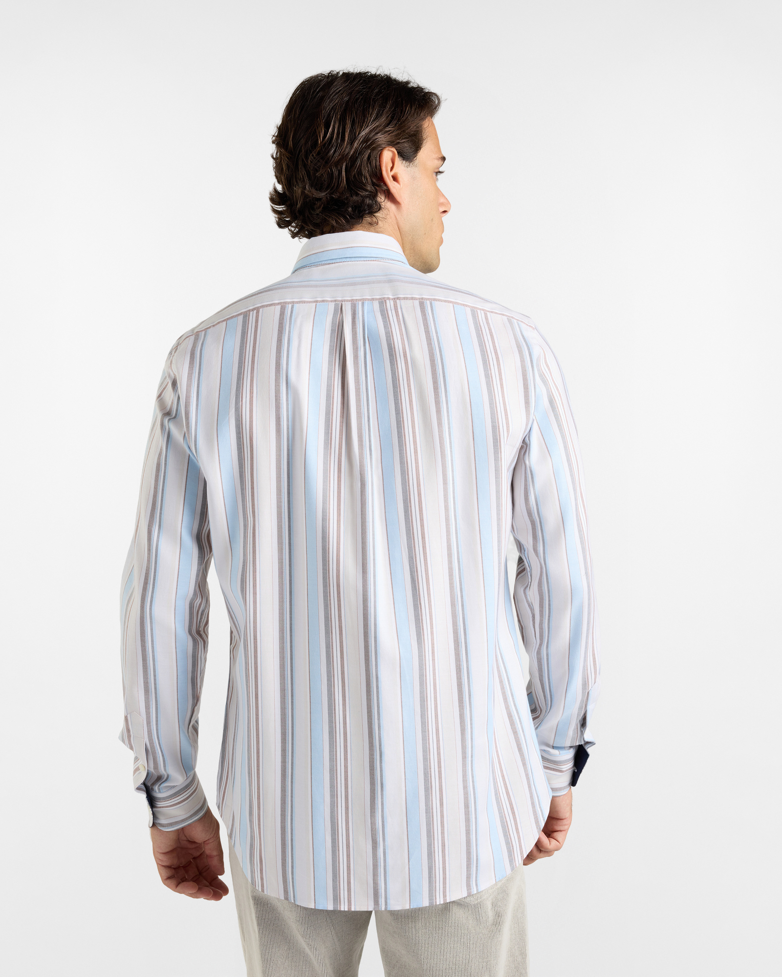 Camicia HBJ Uomo Regular Fit con collo Montecarlo in puro cotone a righe, SKY, large