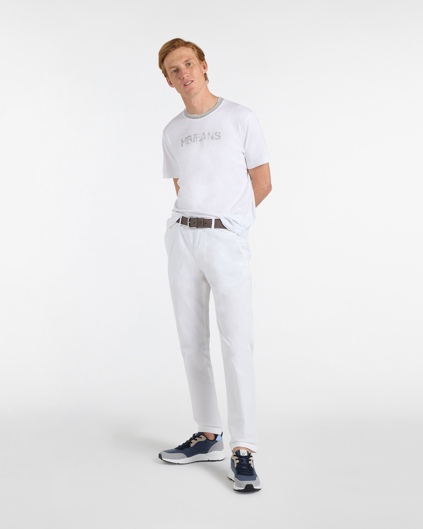 T‑shirt Uomo in Cotone con Stampa Frontale, Bianco, large image number 3