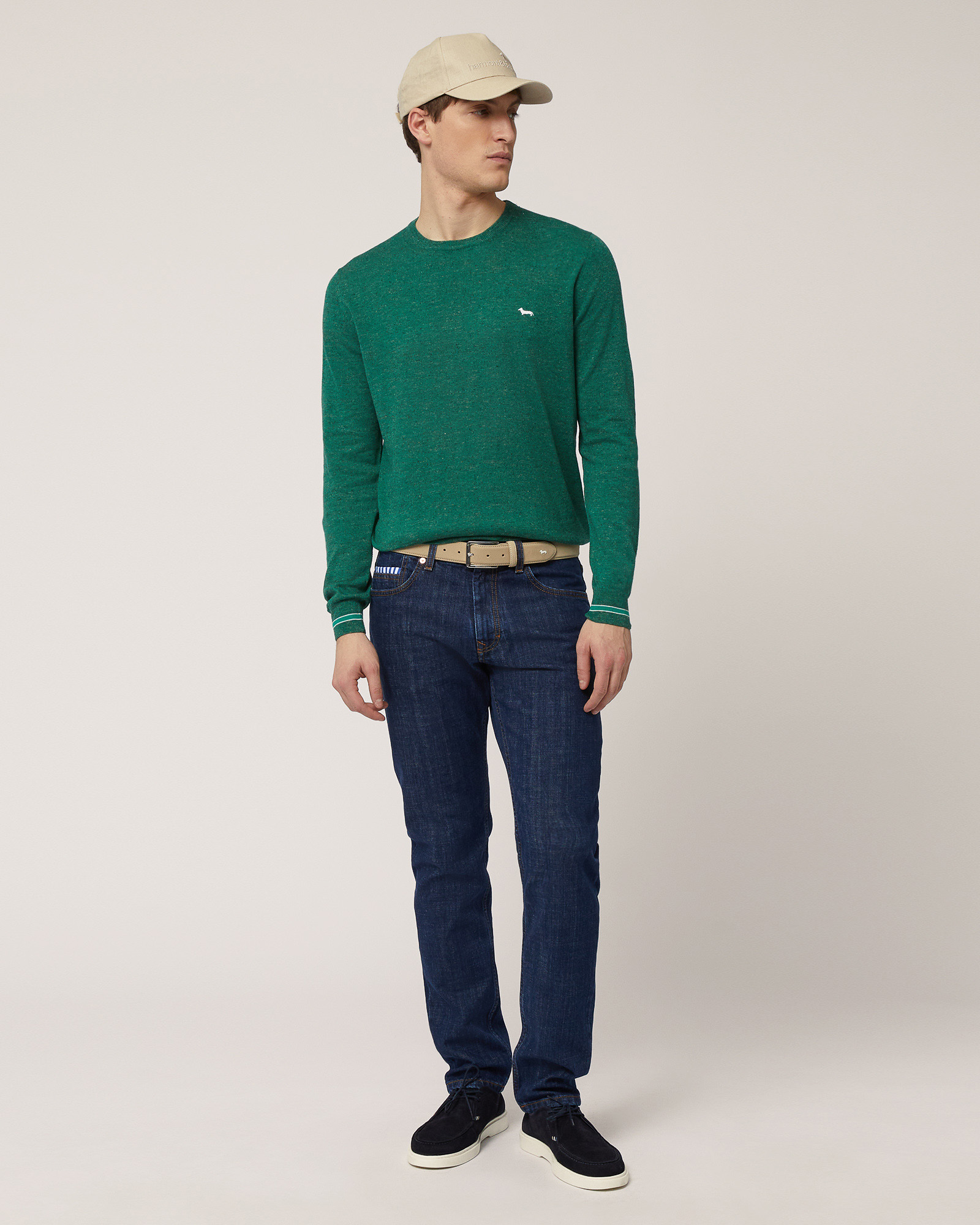 Tweed Crew-Neck Pullover, Grass Green, large image number 3