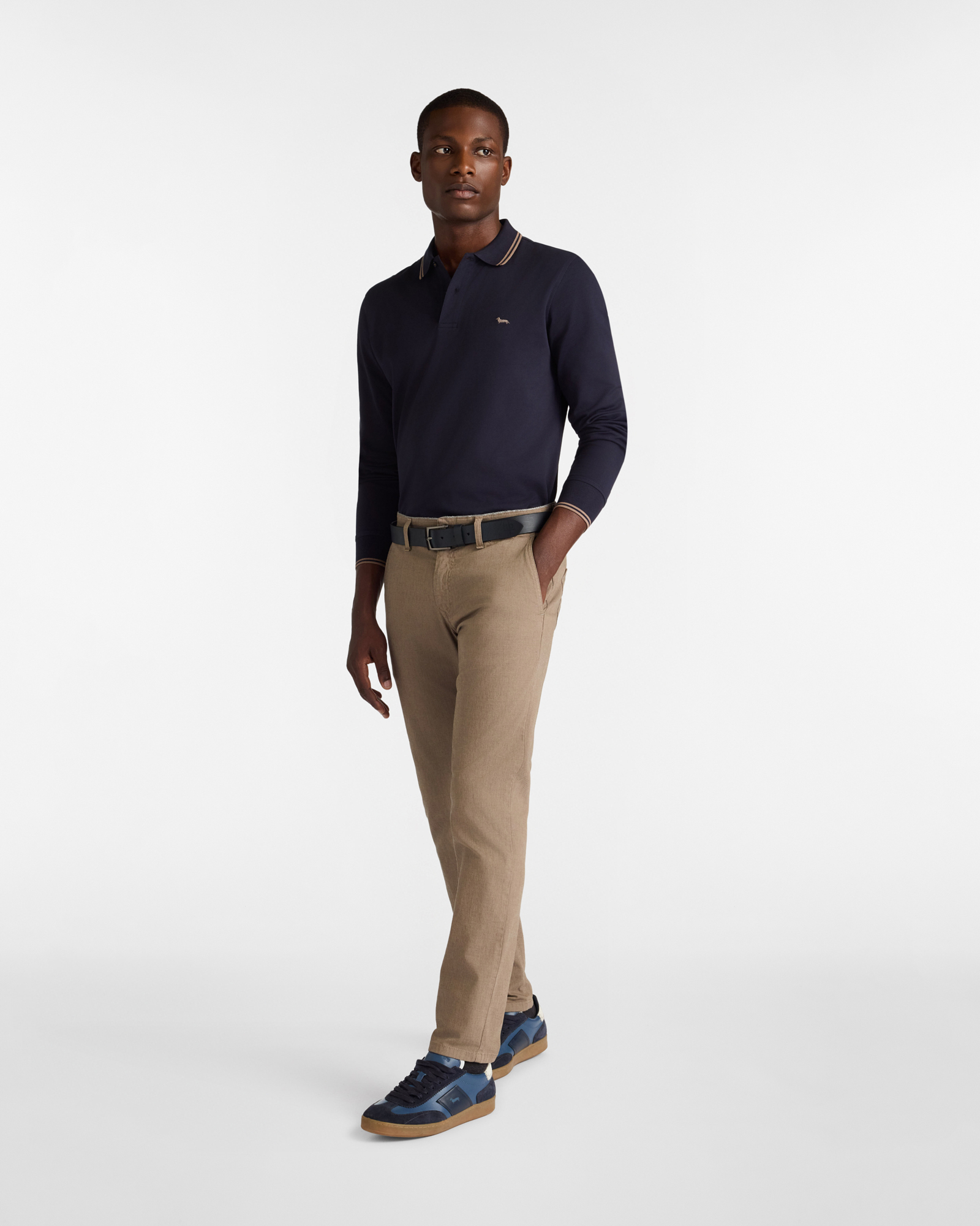 Long Sleeve Righini Polo, Navy Blue, large image number 3
