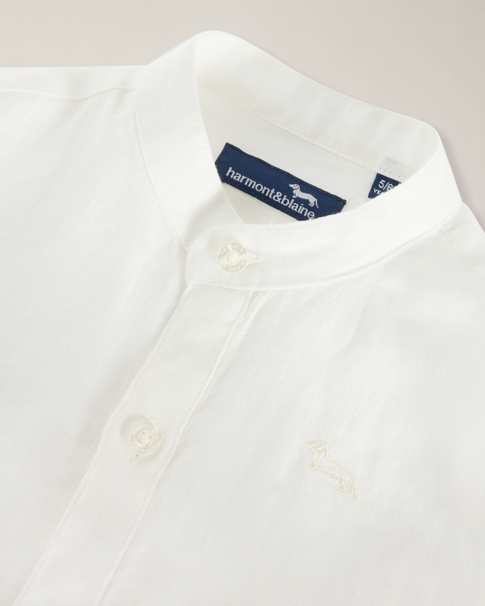 Linen shirt with mandarin collar and all-over embroidery, White, large image number 2