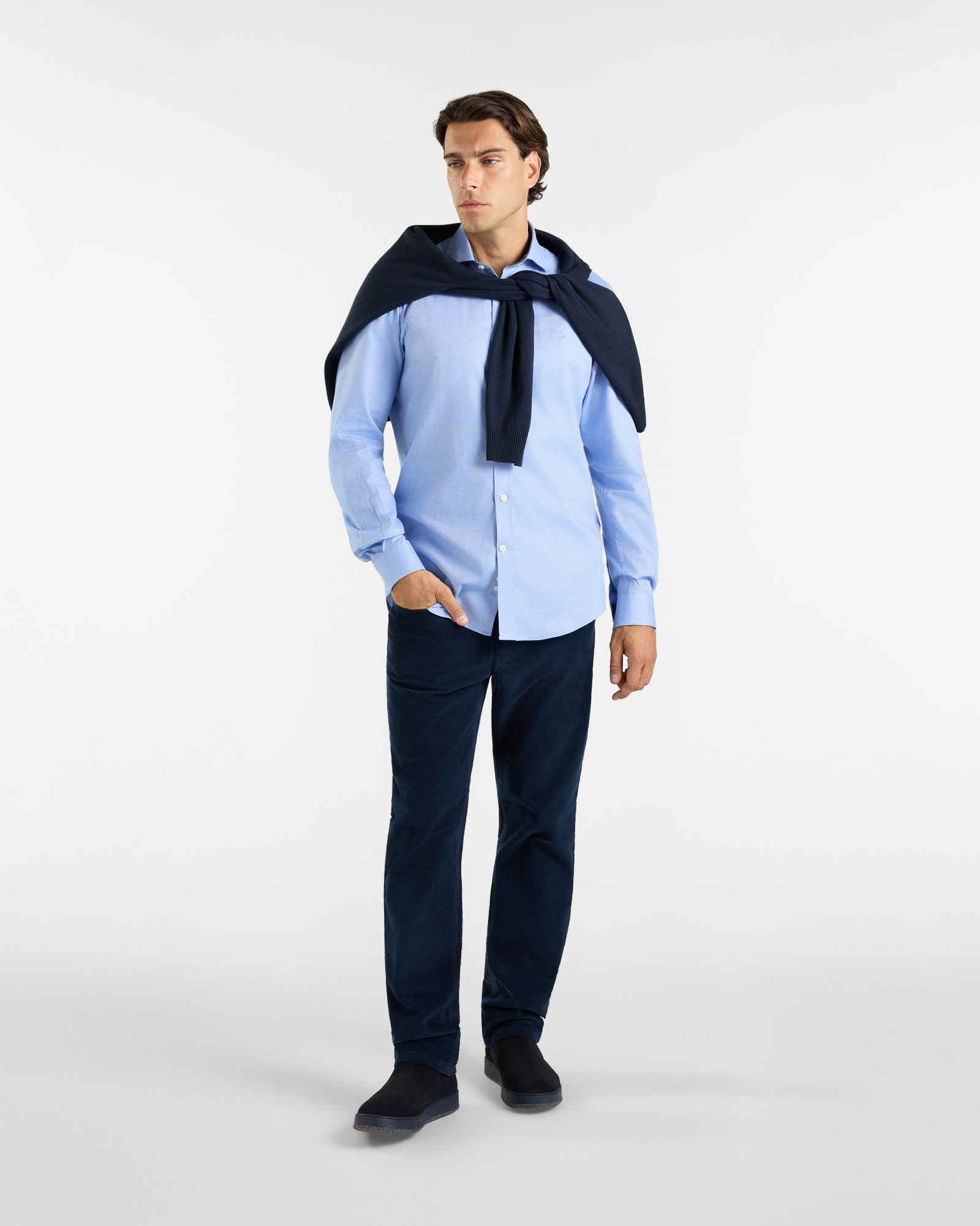Maglia HBJ Uomo Half-Zip in Misto Lana e Cashmere, BLU SCURO, large
