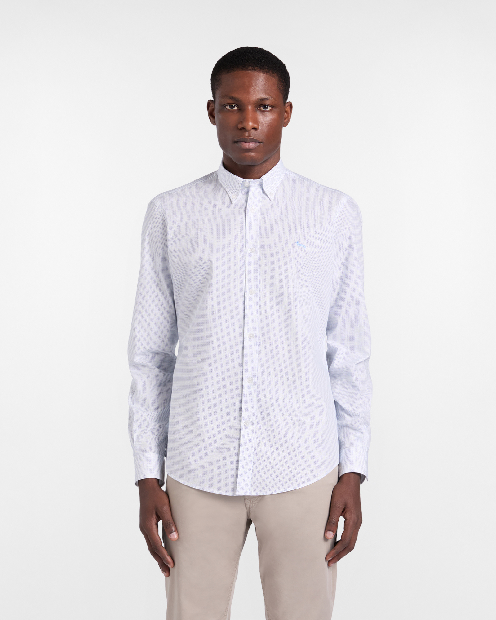 Camisa de Corte Ajustado con Microestampado, Celeste, large image number 0